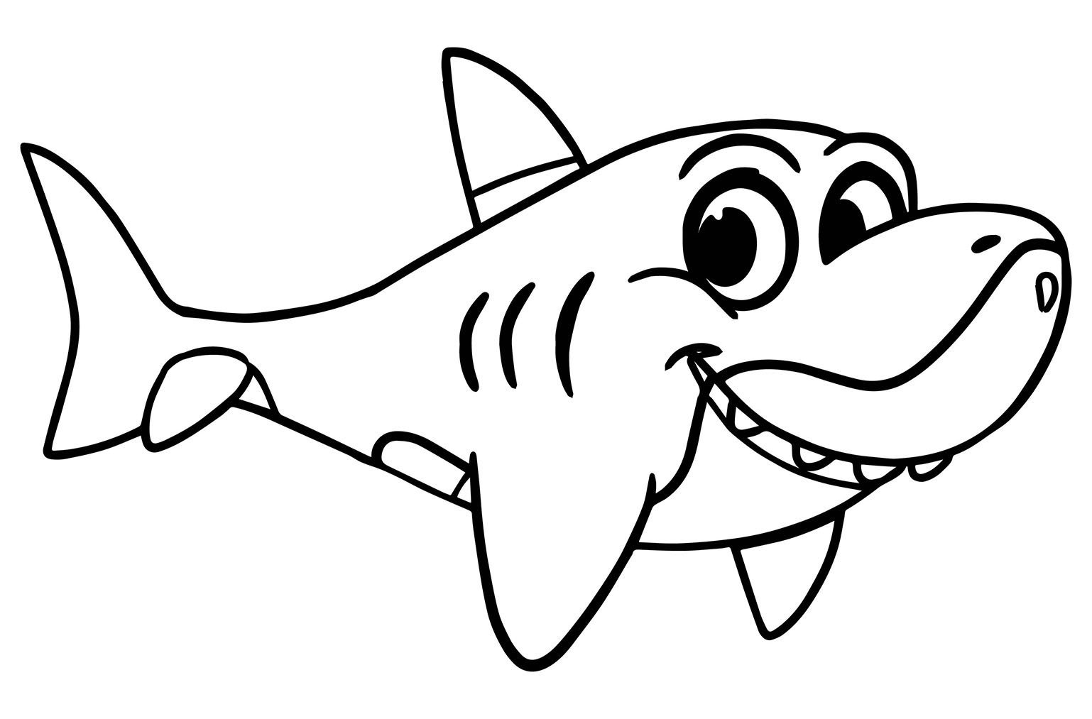 Smiling Shark Shark Coloring Pages For Kids