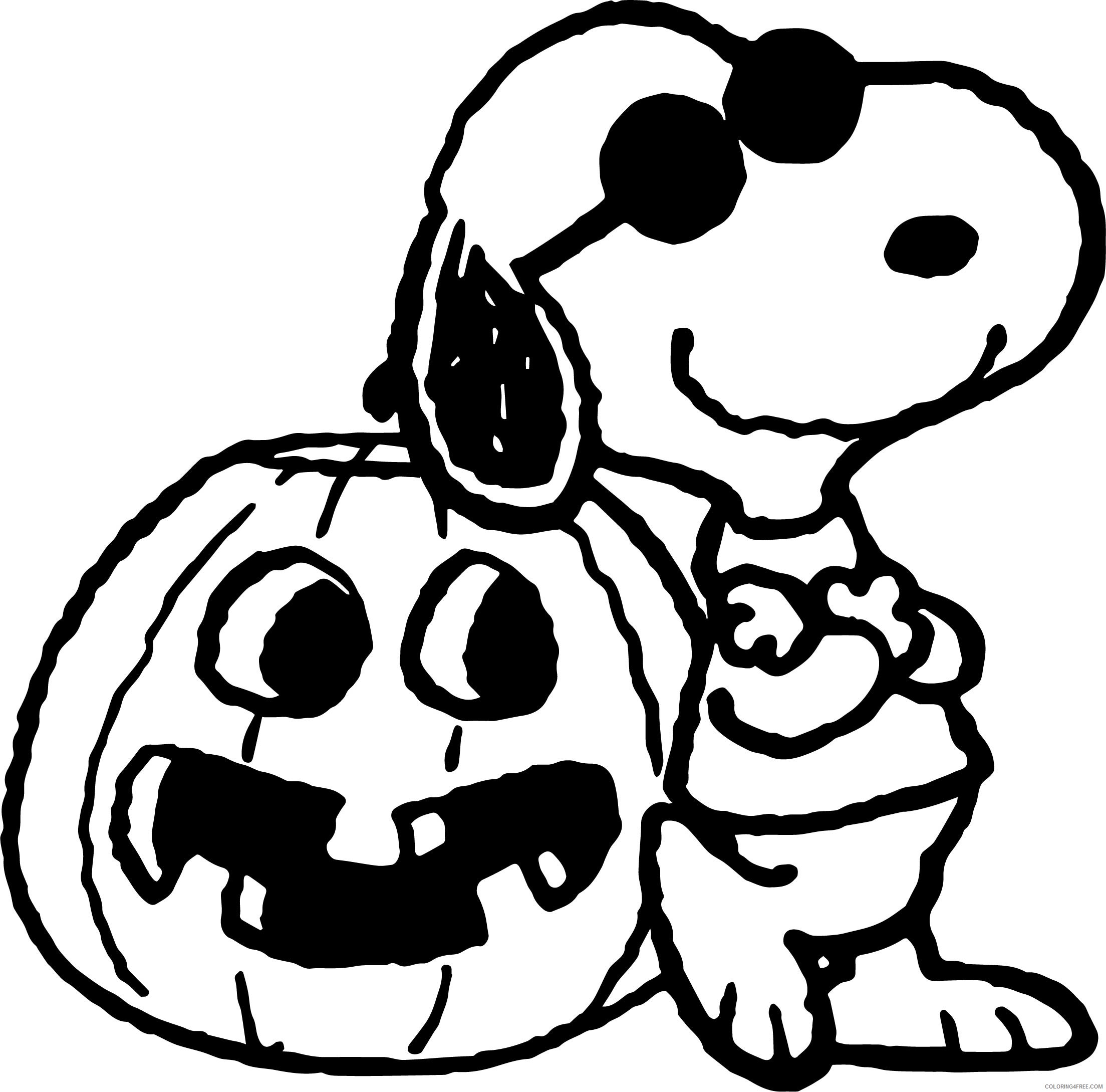 Snoopy Coloring Page Cartoons Snoopy And Halloween Pumpkin Printable 2020 5651 Coloring4free