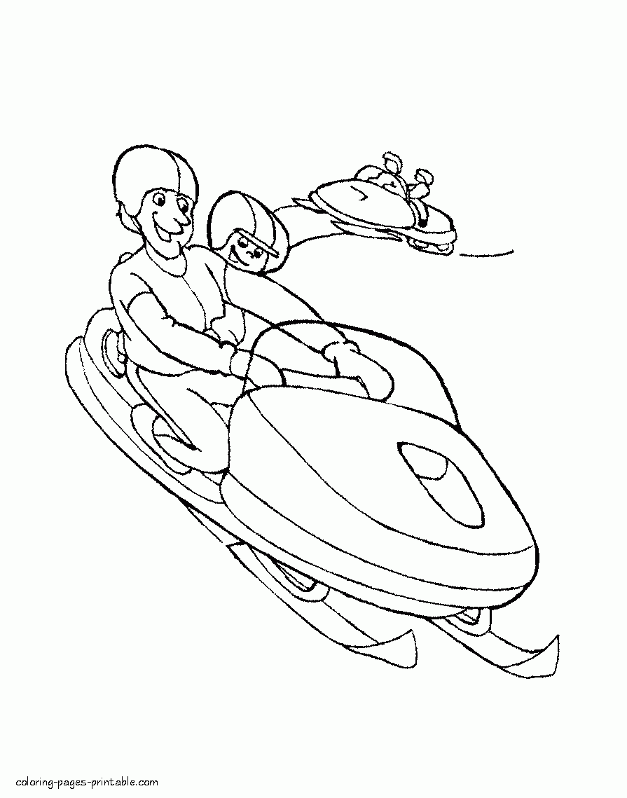 Snowmobile Coloring Pages Printable