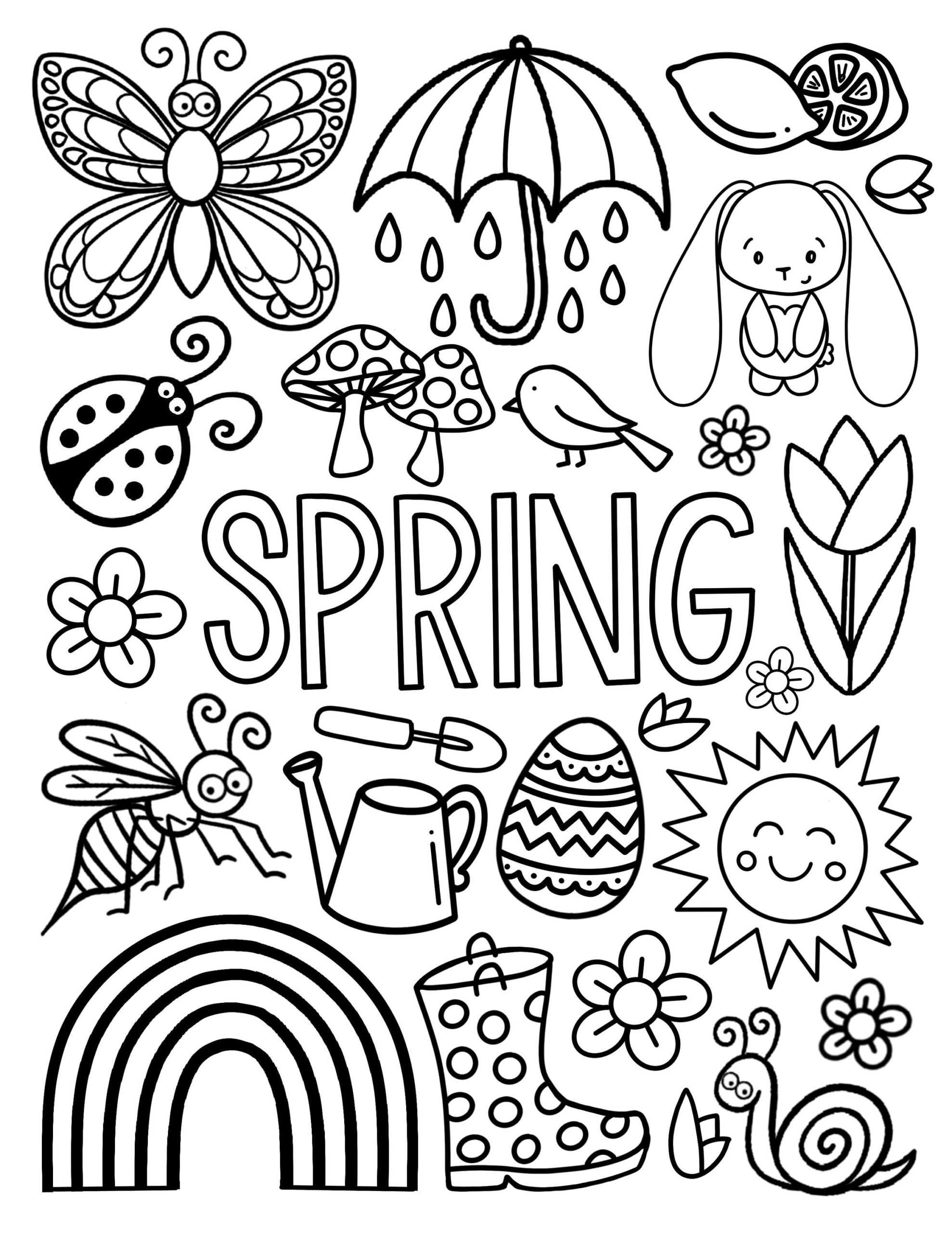 Spring Coloring Pages For Kids Printable Spring Coloring Page Coloring Page