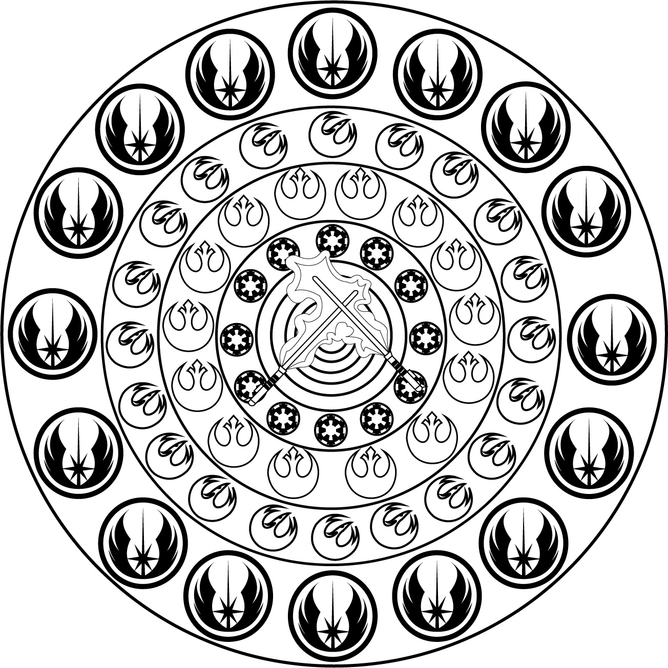 Star Wars Mandala Coloring Pages Sketch Coloring Page