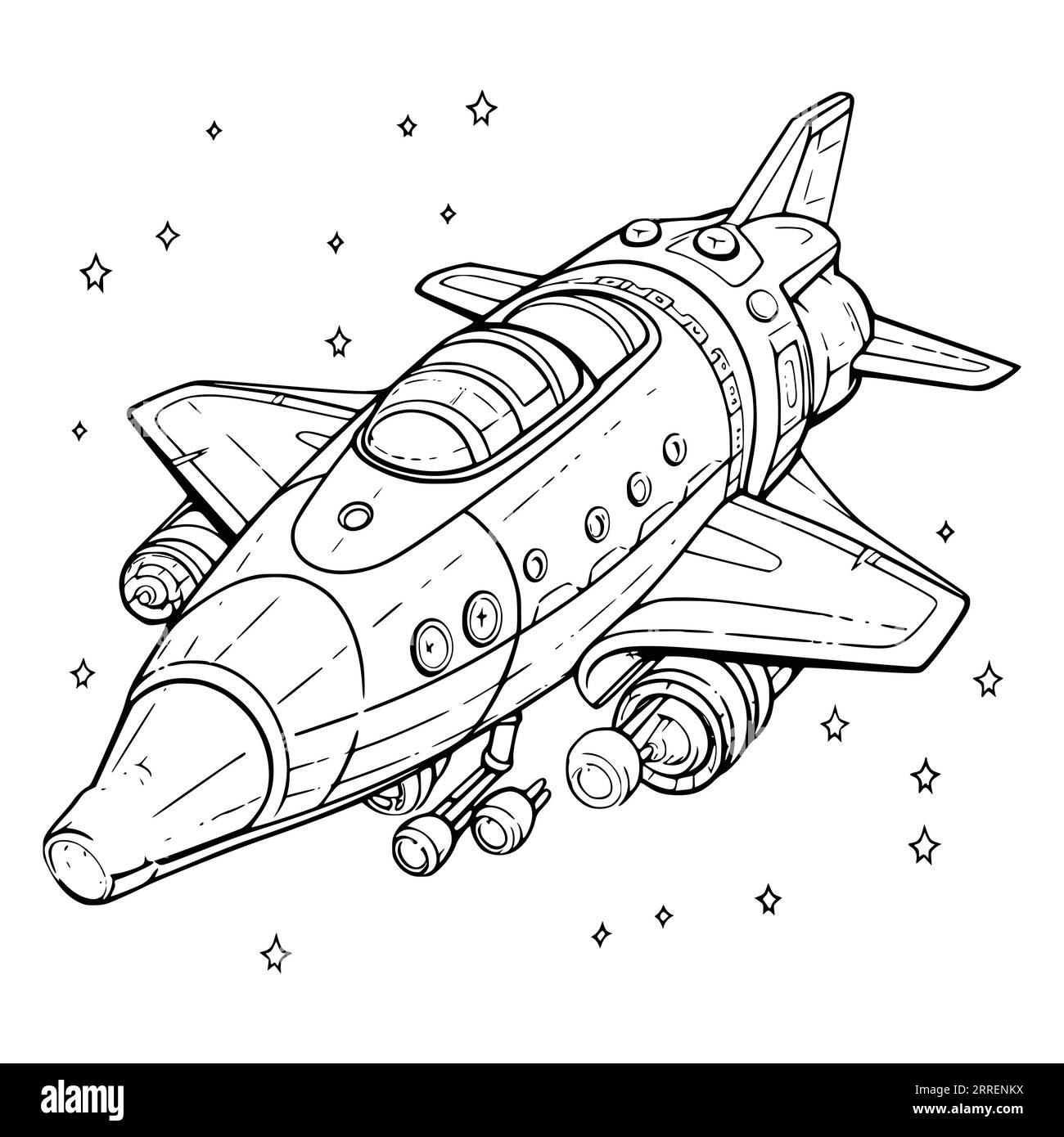 Starship Or Rocket With Pilot Coloring Page For Kids Stock Vector Image Art Alamy