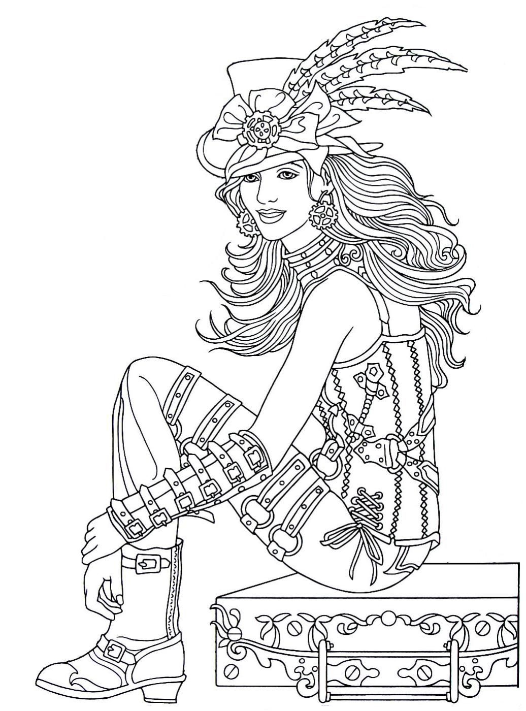 Steampunk Printable Coloring Book Page Easy To Medium Sketch Coloring Page Steampunk Coloring