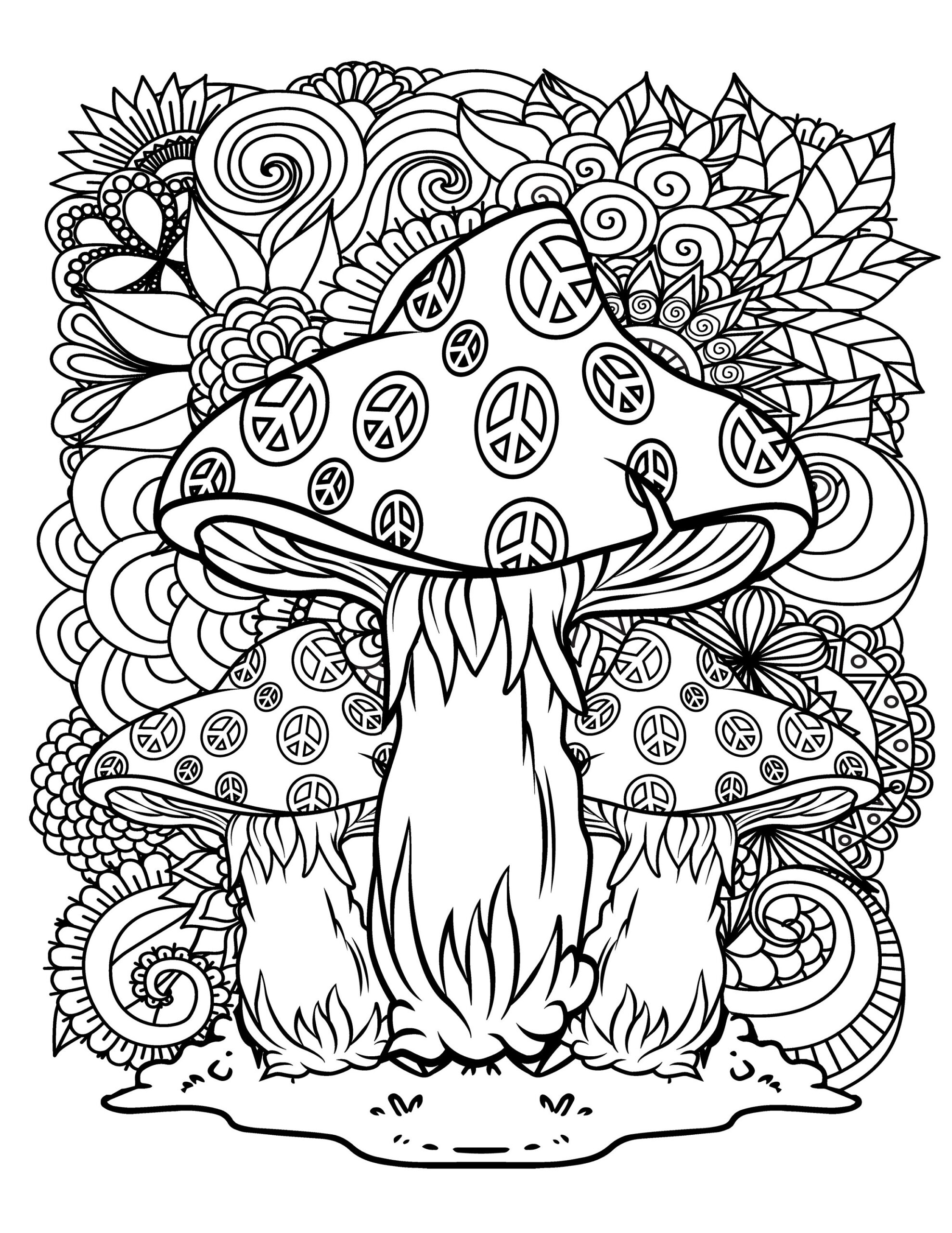Stoner Trippy Coloring Pages Digital Download Magic Mushrooms Trippy Alien Stoner Weeds