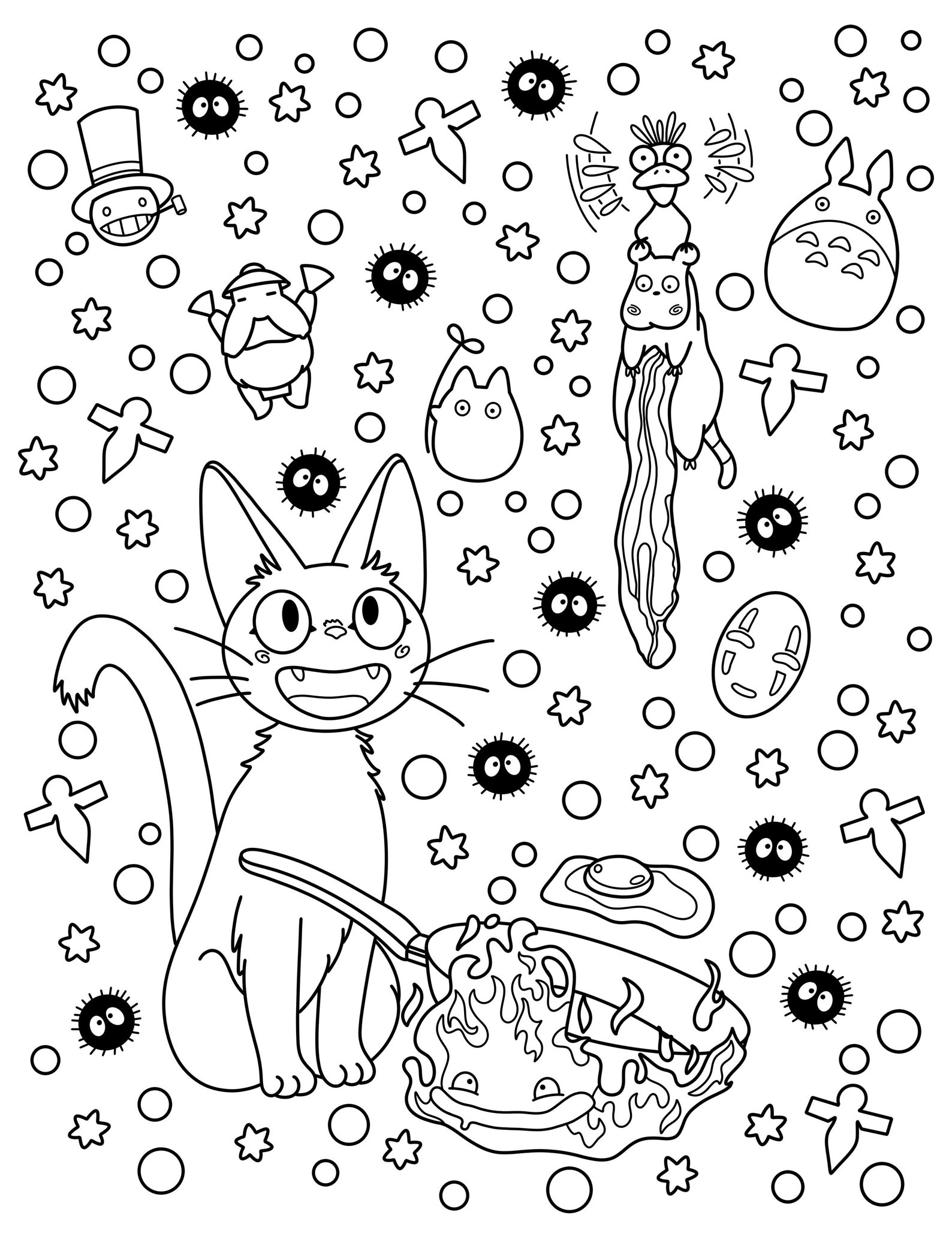 Studio Ghibli Coloring Page Printable Adult And Child Etsy