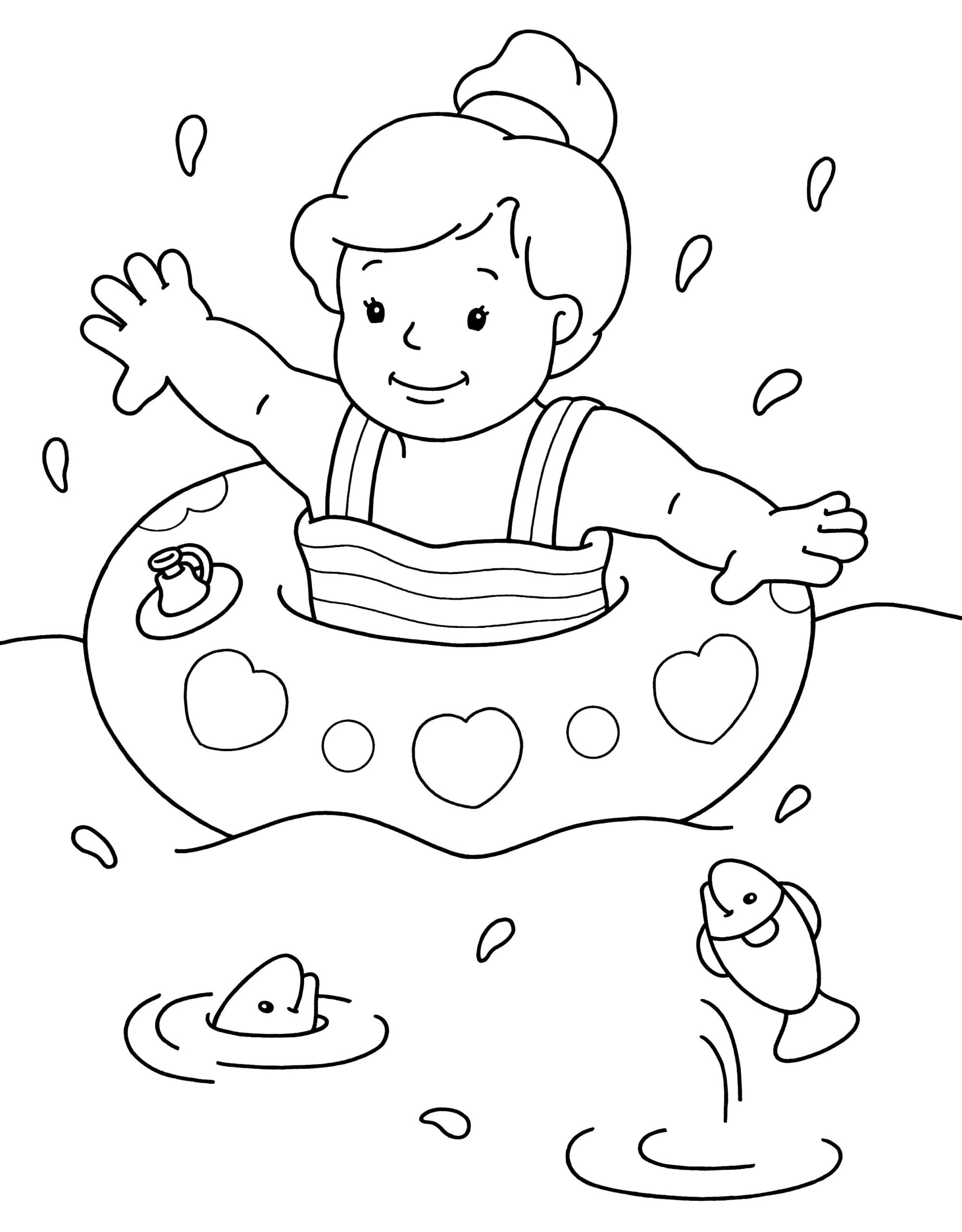 Swimming 4kids Swimmer Sketch Coloring Page