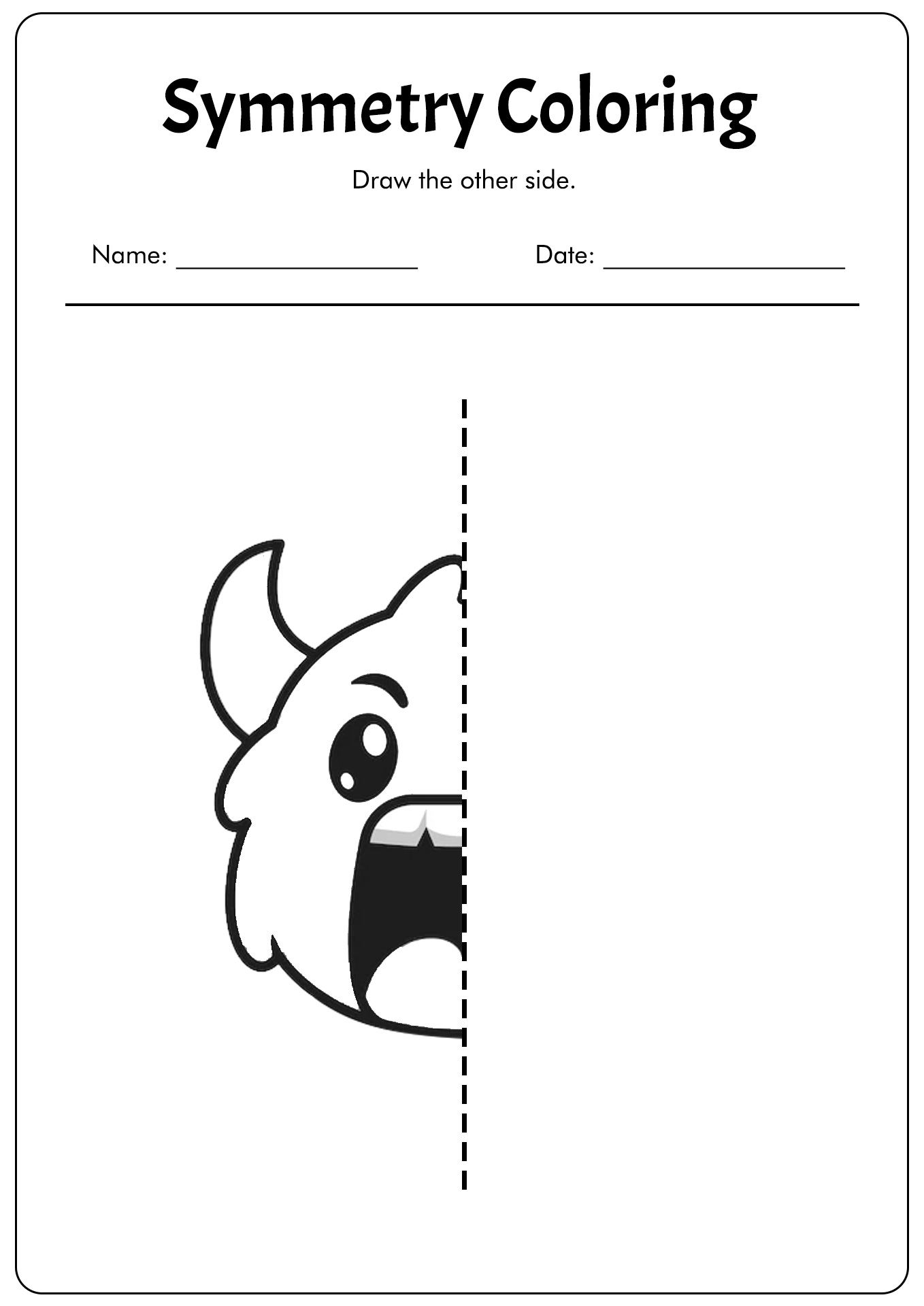 Symmetry Coloring Worksheet For Kindergarten