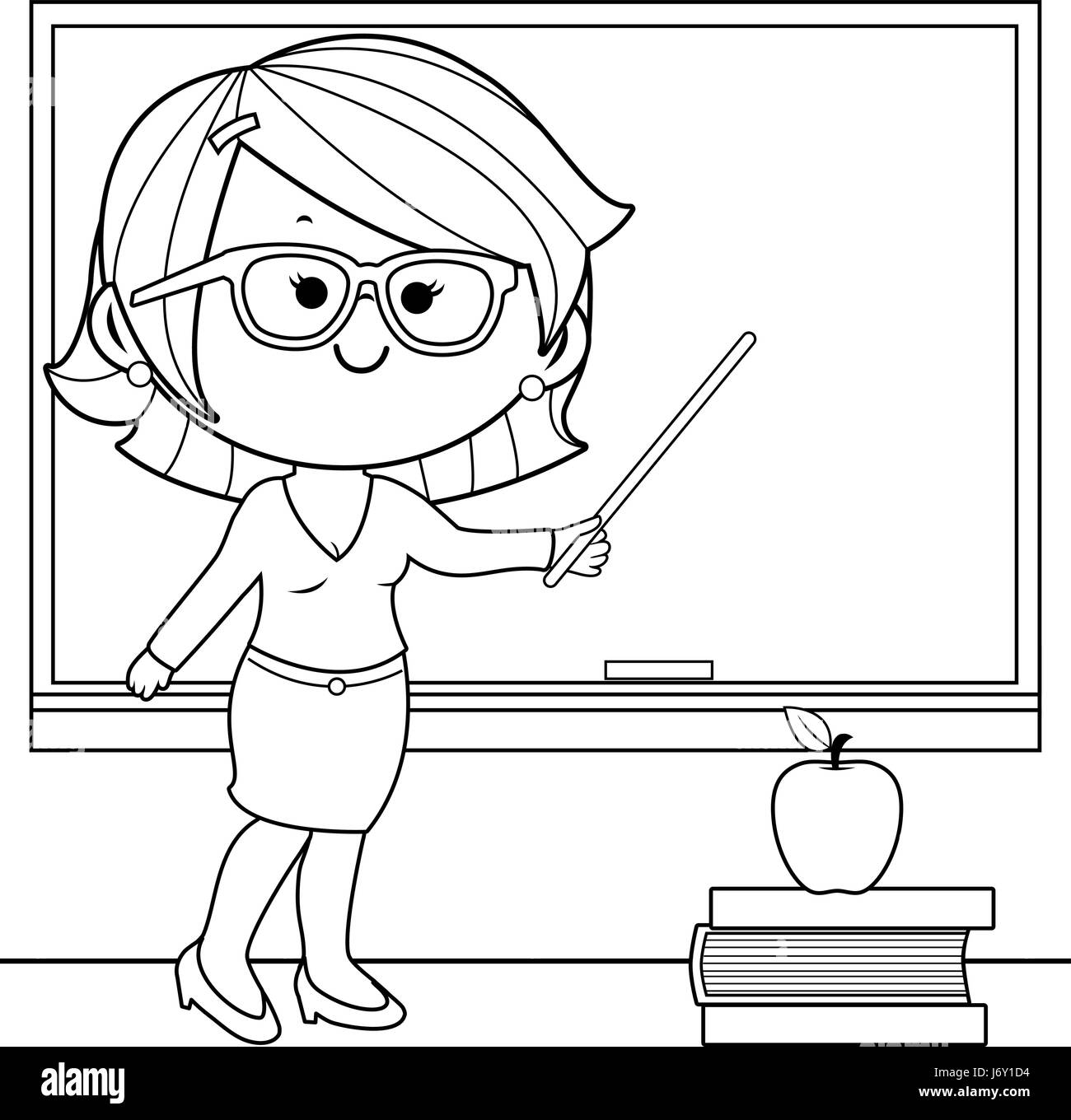 Teacher Teaching At Class Coloring Book Page Stock Vector Image Art Alamy