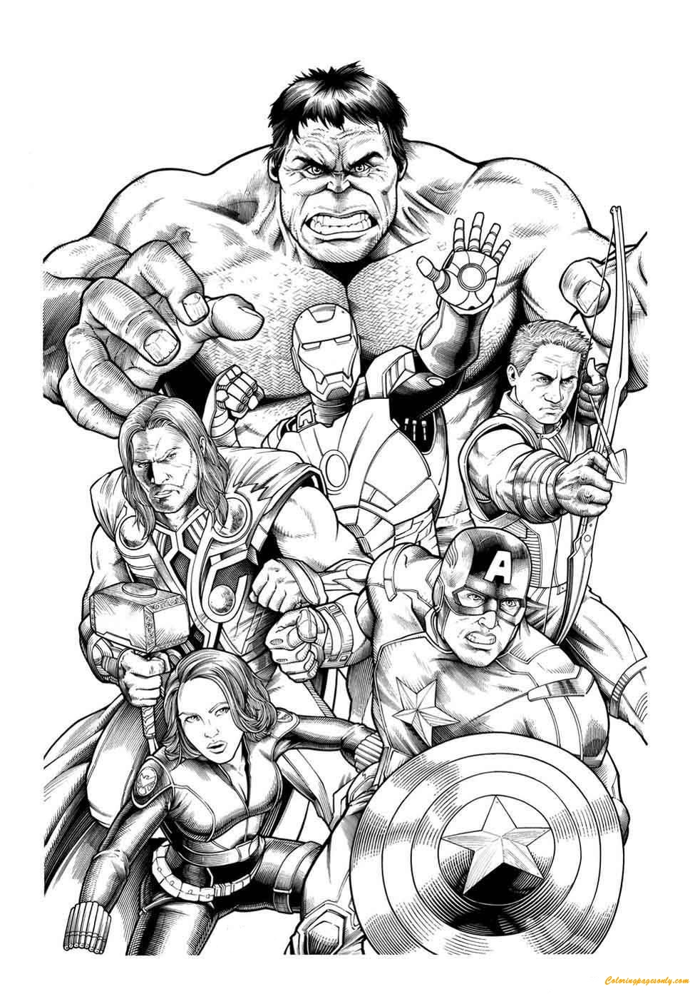 Team Members Of Avengers Coloring Page Free Printable Coloring Pages