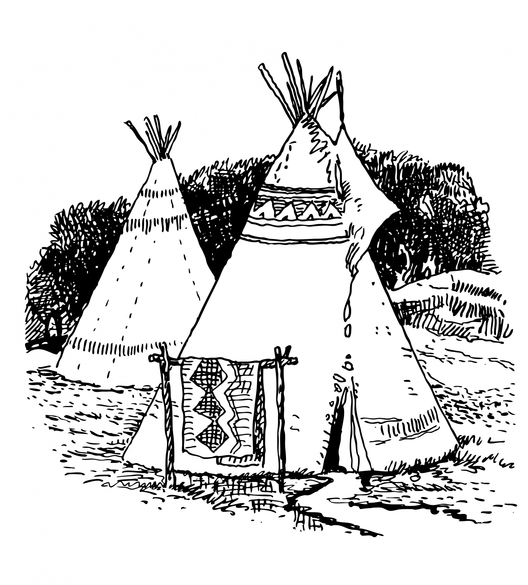 Teepee Wigwam Drawing Coloring Tent Pages Clipart Sheet Drawings Native Tipi Teepees Getdrawings