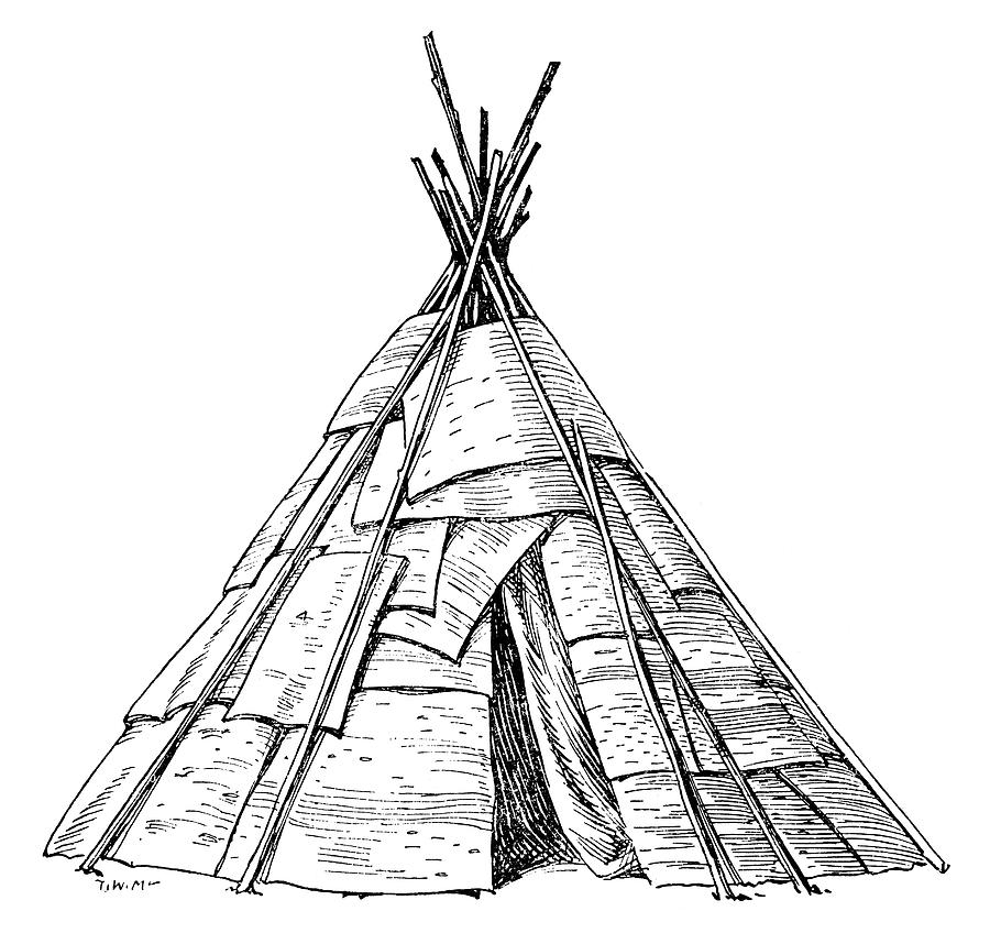 Teepee Wigwam Drawing Coloring Tent Pages Clipart Sheet Drawings Native Tipi Teepees Indians