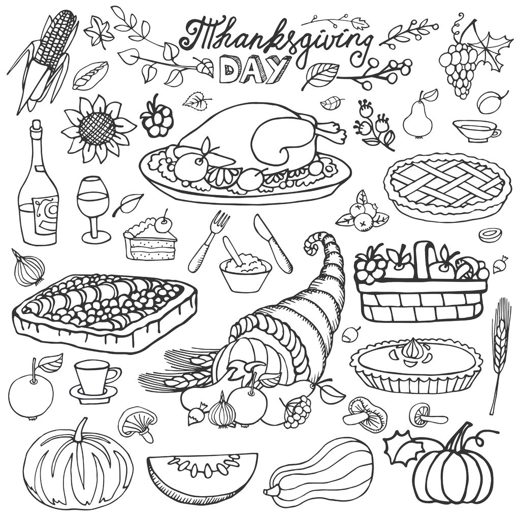 Thanksgiving Cornucopia And Turkey By Tatiana Kostysheva Thanksgiving Coloring Pages For Adults