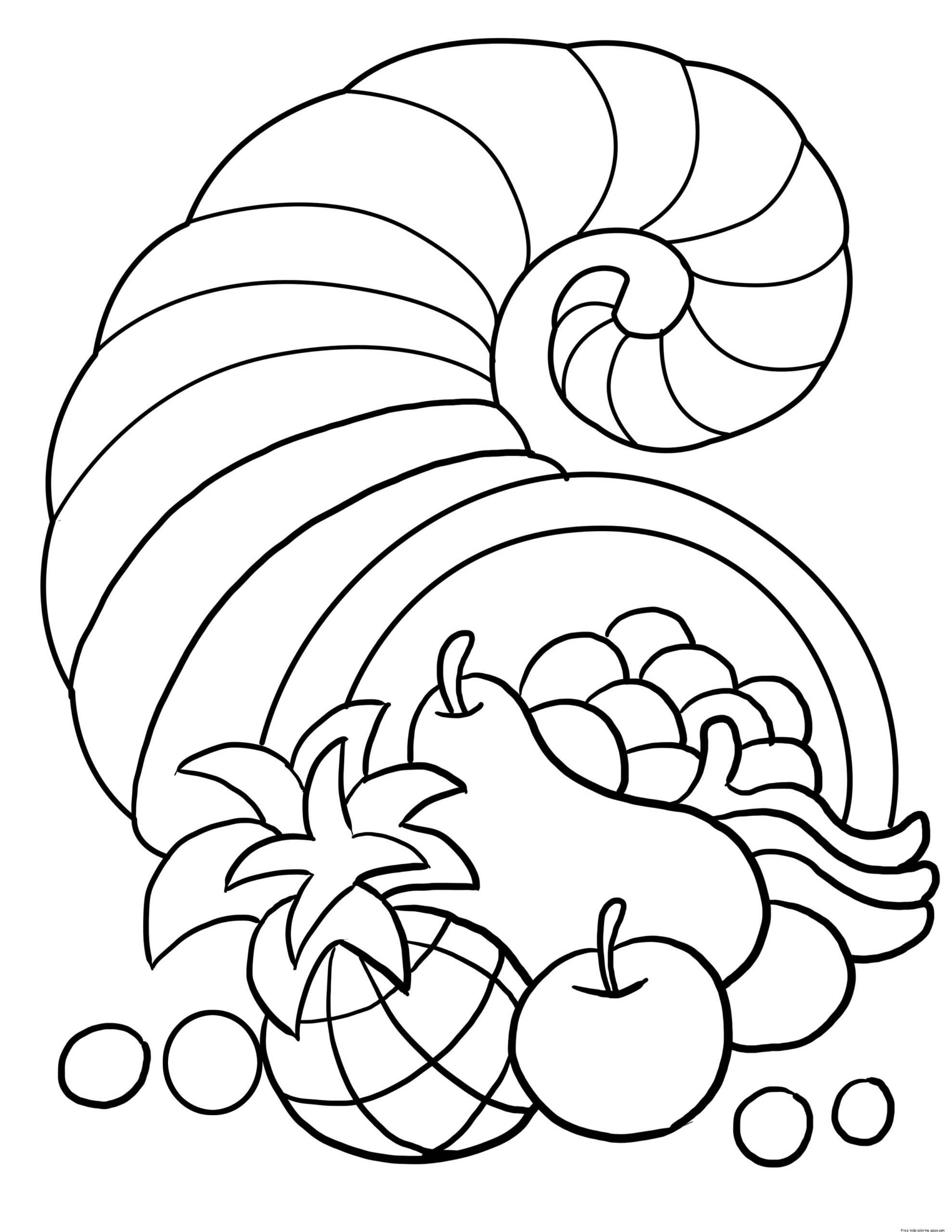 Thanksgiving Cornucopia Coloring Sheet For Kids