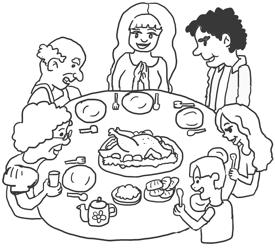 Thanksgiving Dinner Coloring Pages Printables