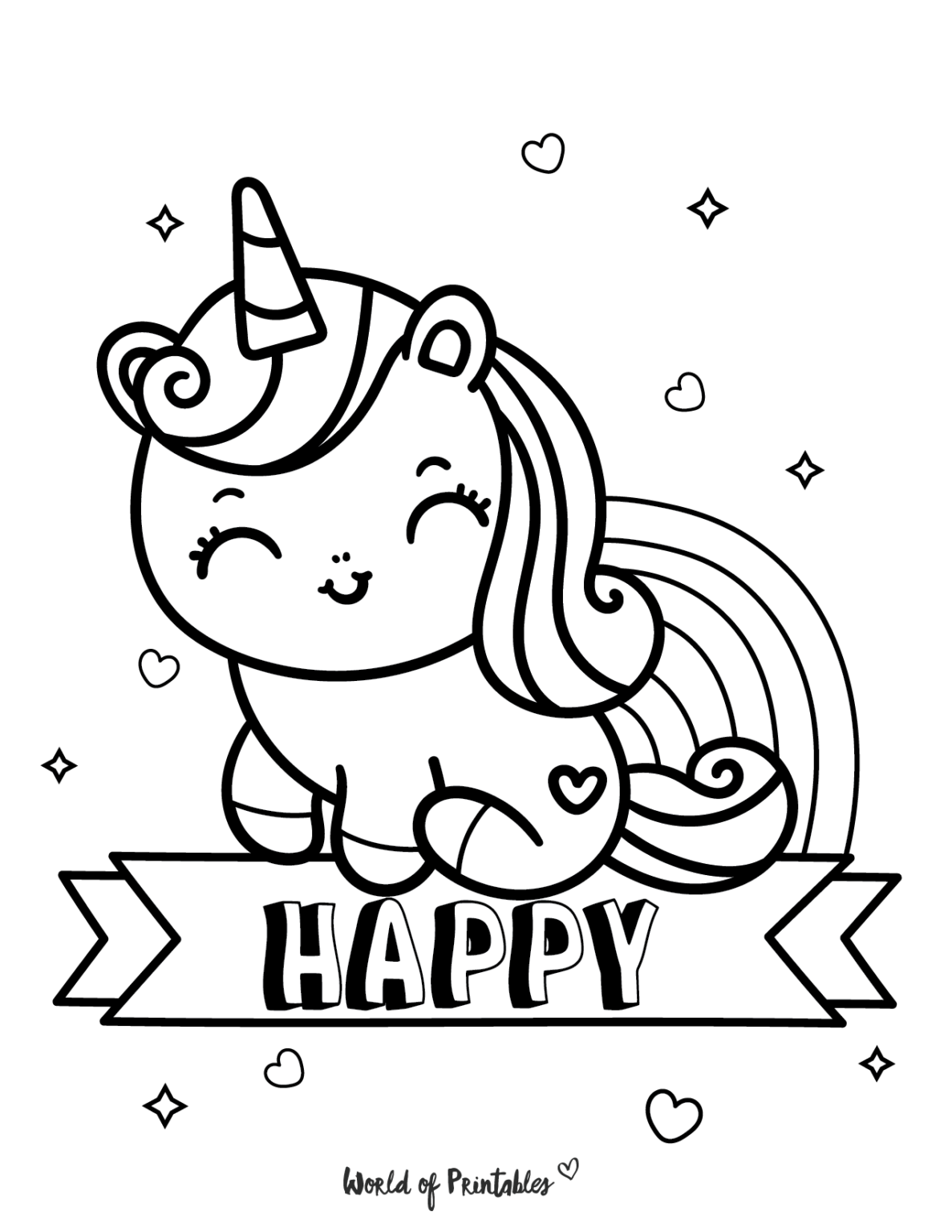 Cute Printable Unicorn Coloring Pages