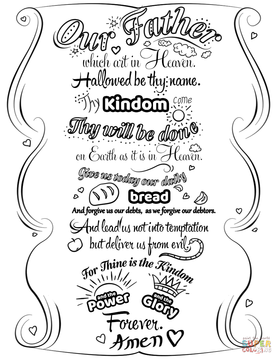 The Lord S Prayer Coloring Sheet Coloring Pages