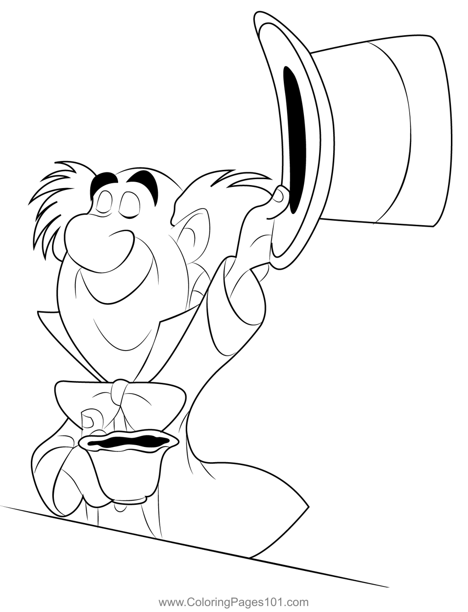 The Mad Hatter Coloring Page For Kids Free Alice In Wonderland Printable Coloring Pages Online