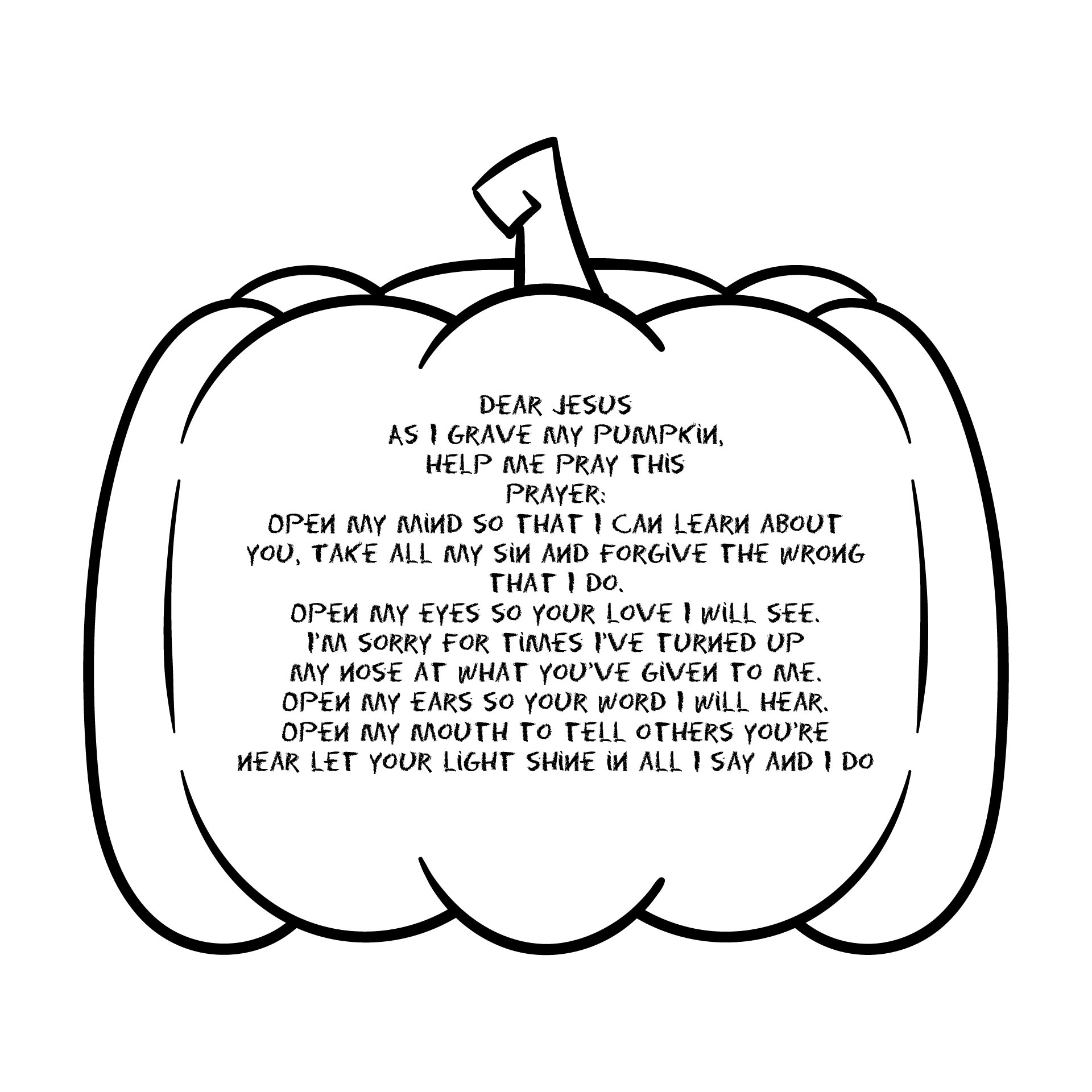 Pumpkin Prayer Coloring Page