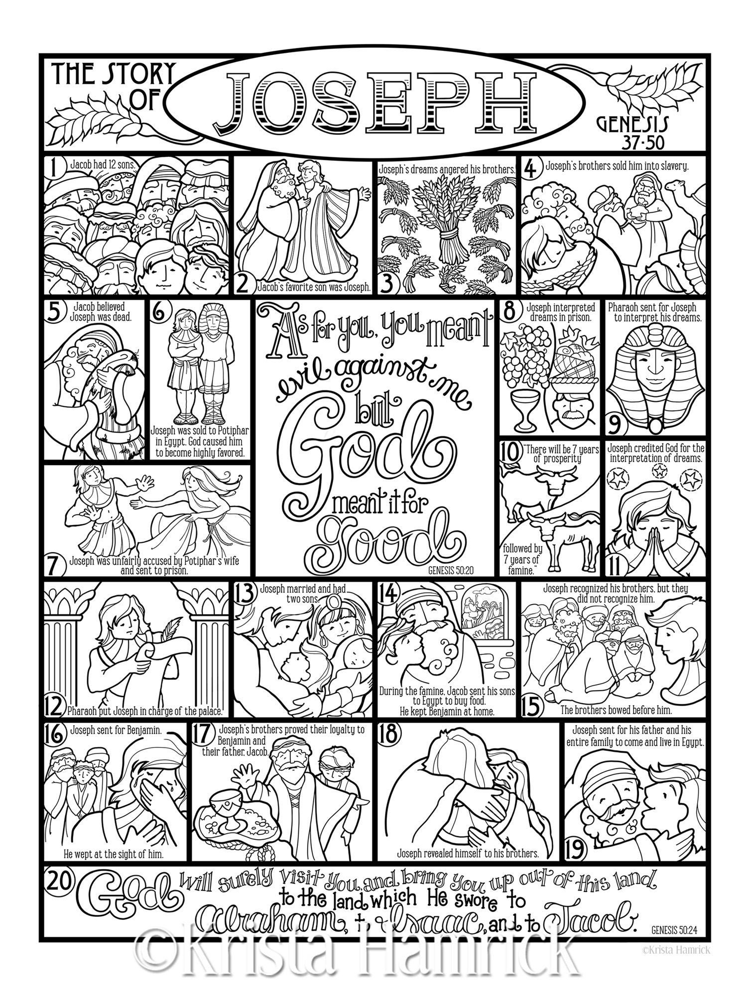 The Story Of Joseph Coloring Page In Three Sizes 8 5X11 Etsy