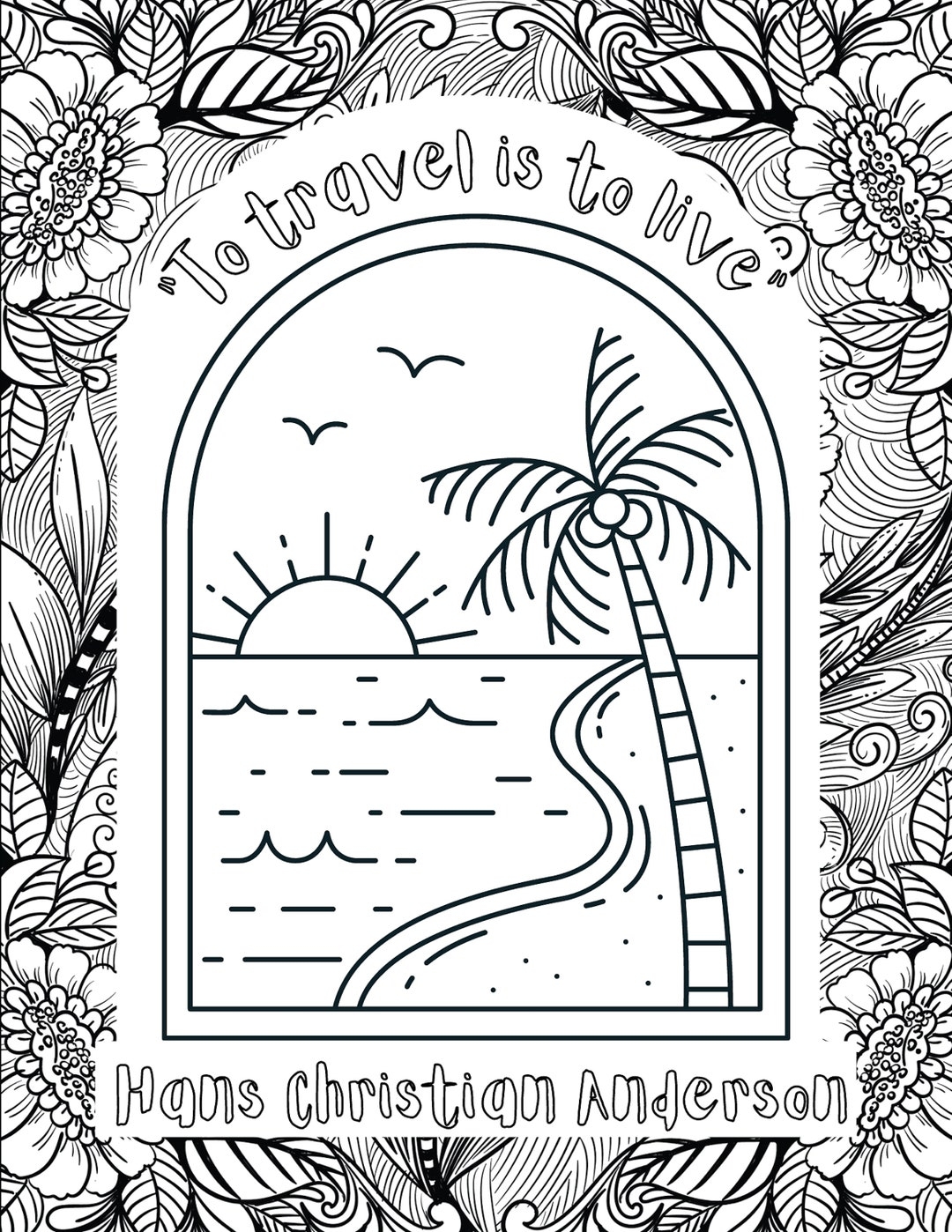 Travel Color Page Printable Coloring Page Coloring Book Etsy