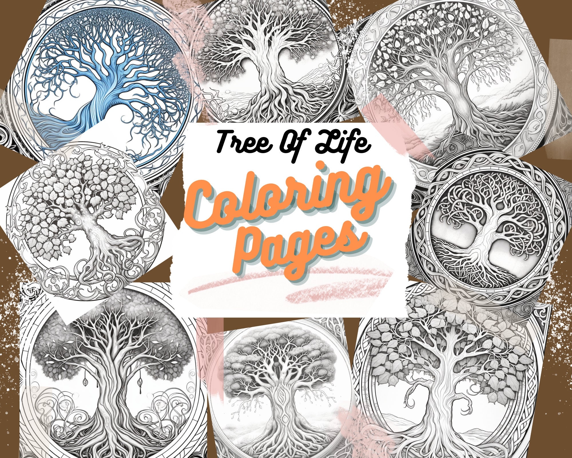 Tree Of Life Coloring Page Coloring Pages Tree Of Life Adult Coloring Pages Etsy