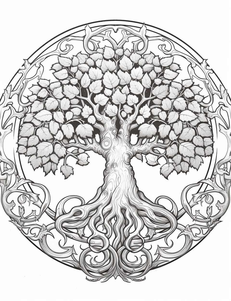 Tree Of Life Coloring Page Coloring Pages Tree Of Life Adult Coloring Pages Etsy
