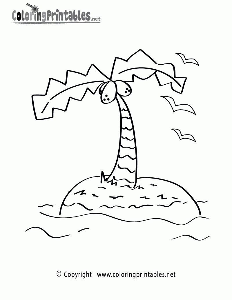 Tropical Island Coloring Page A Free Nature Coloring Printable
