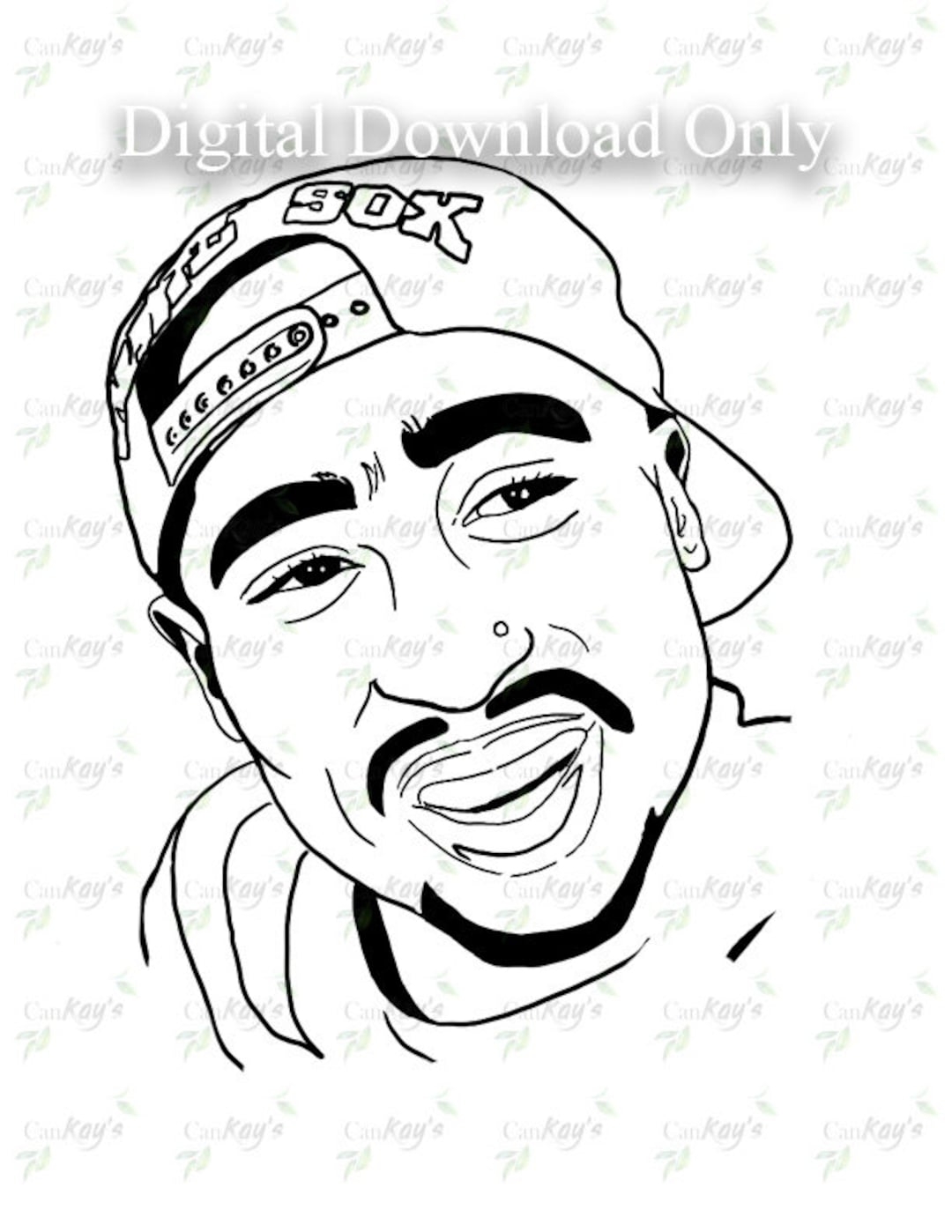 Tupac 90 S Inspired Drawing Etsy