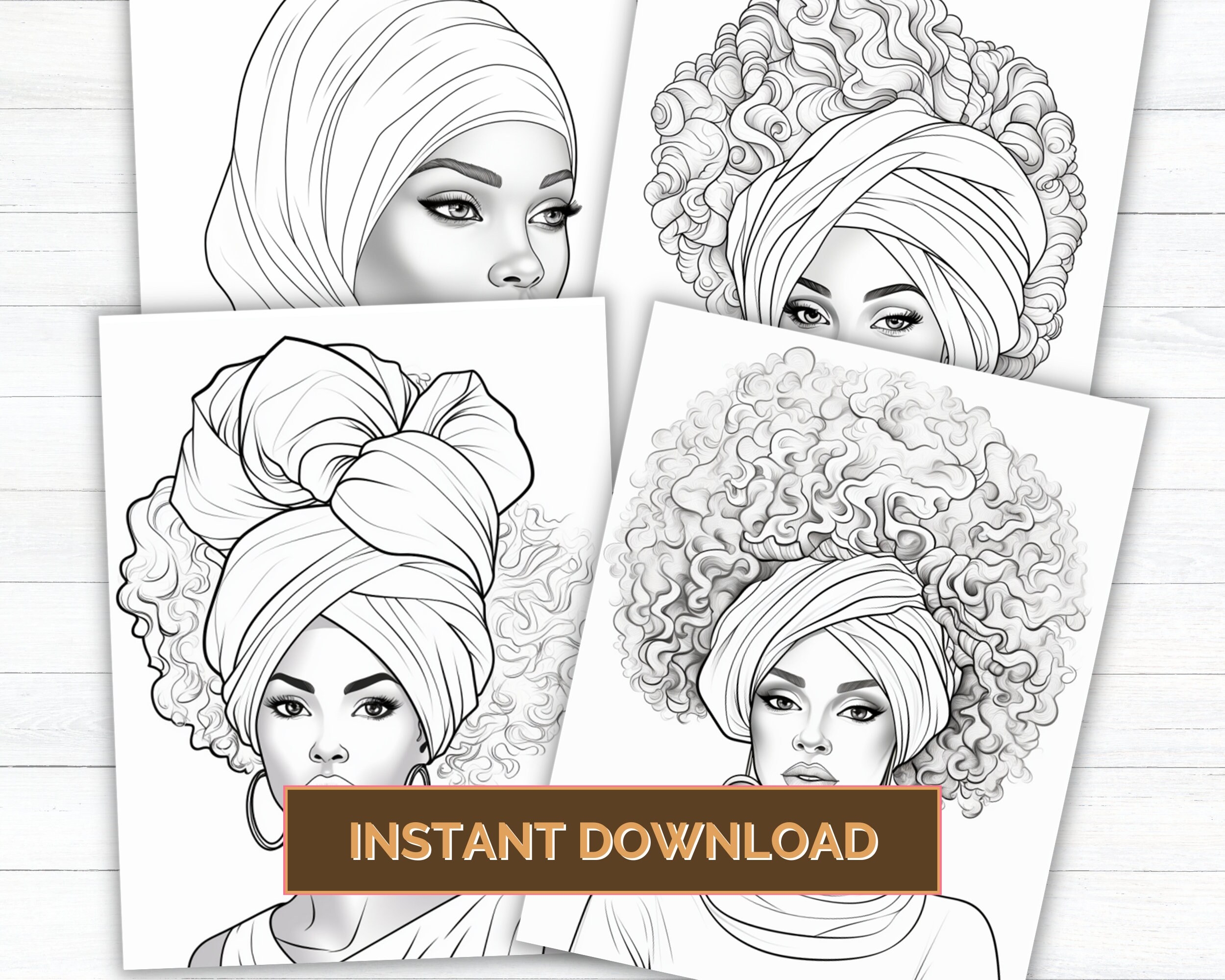 African Head Wrap Coloring Pages