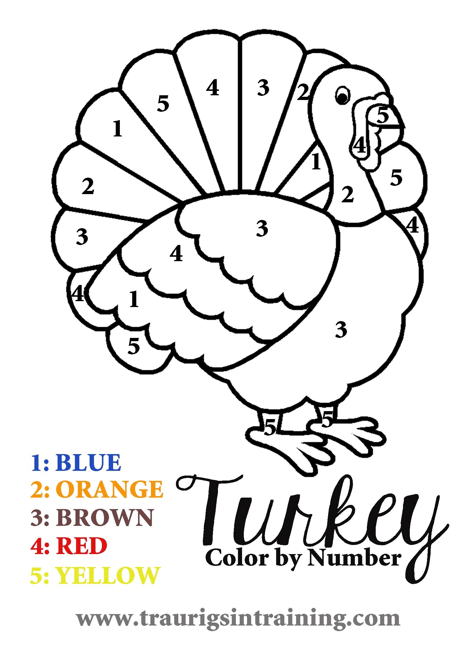 Turkey Colorbynumber Free Thanksgiving Coloring Pages Thanksgiving Coloring Pages Turkey