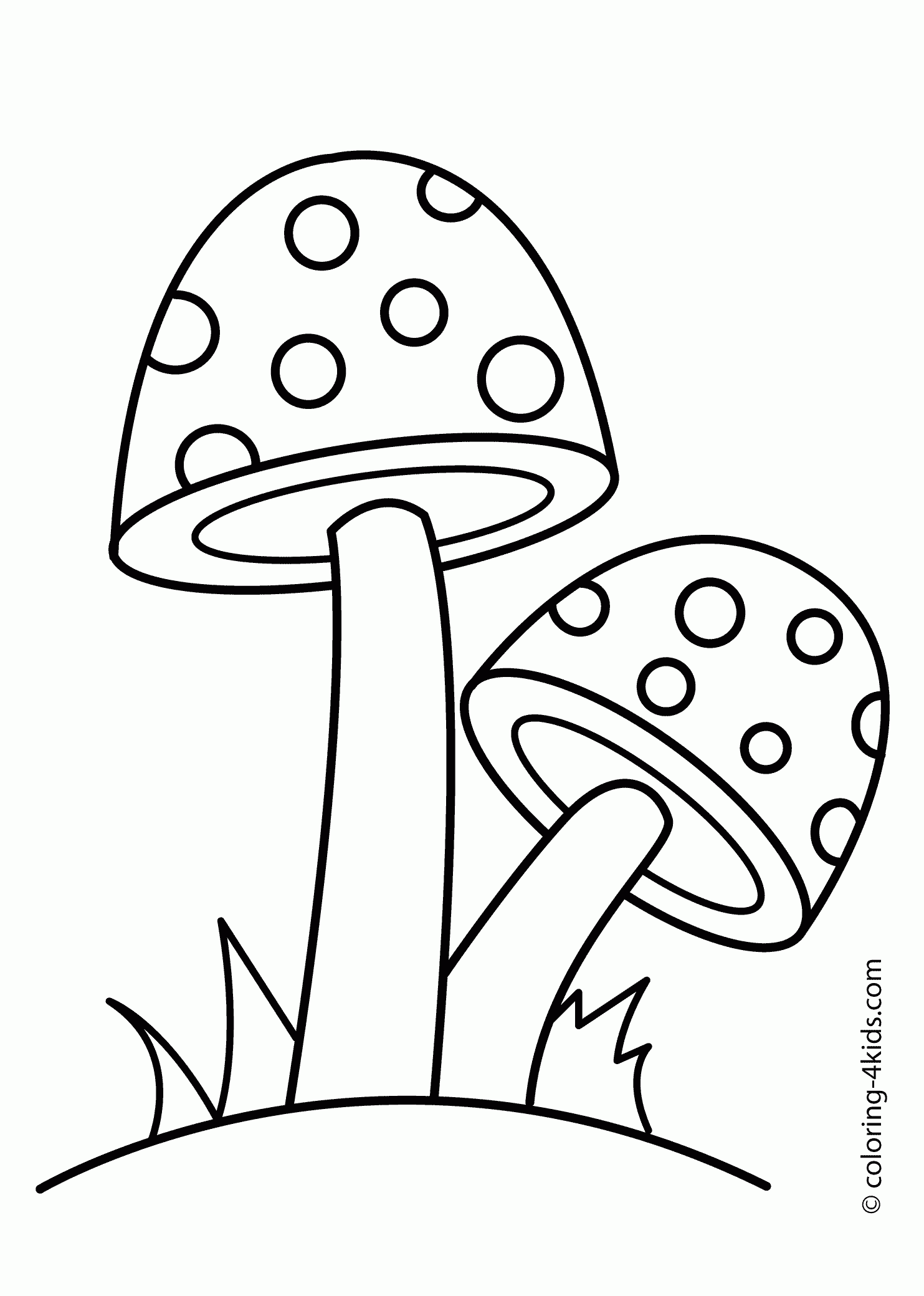 Two Mushrooms Coloring Page For Kids Printable Free Hello Kitty Colouring Pages Kitty