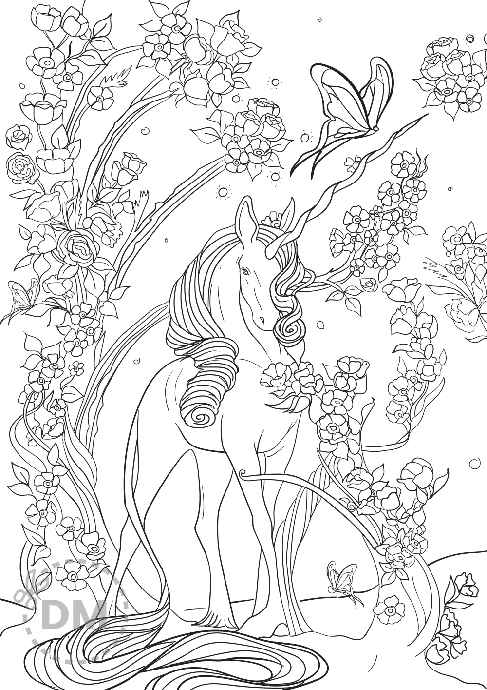 Adult Unicorn Coloring Pages
