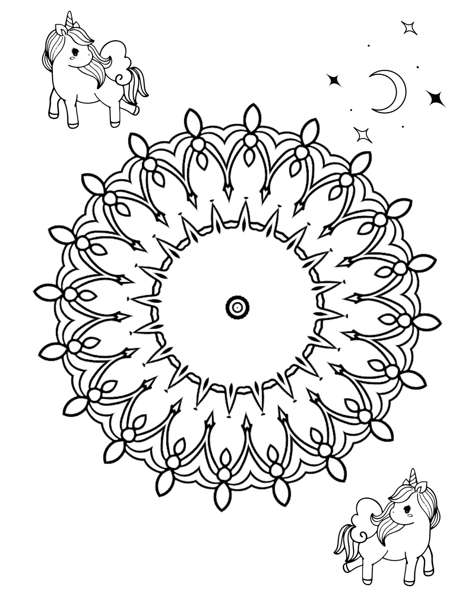 Unicorn Mandala Coloring Pages Cute Printable
