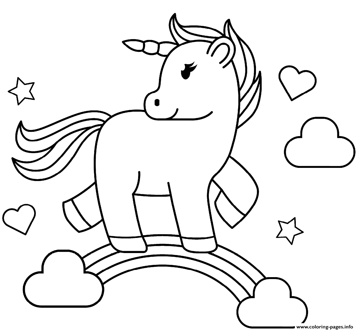 Unicorn With Rainbow Coloring Page Printable