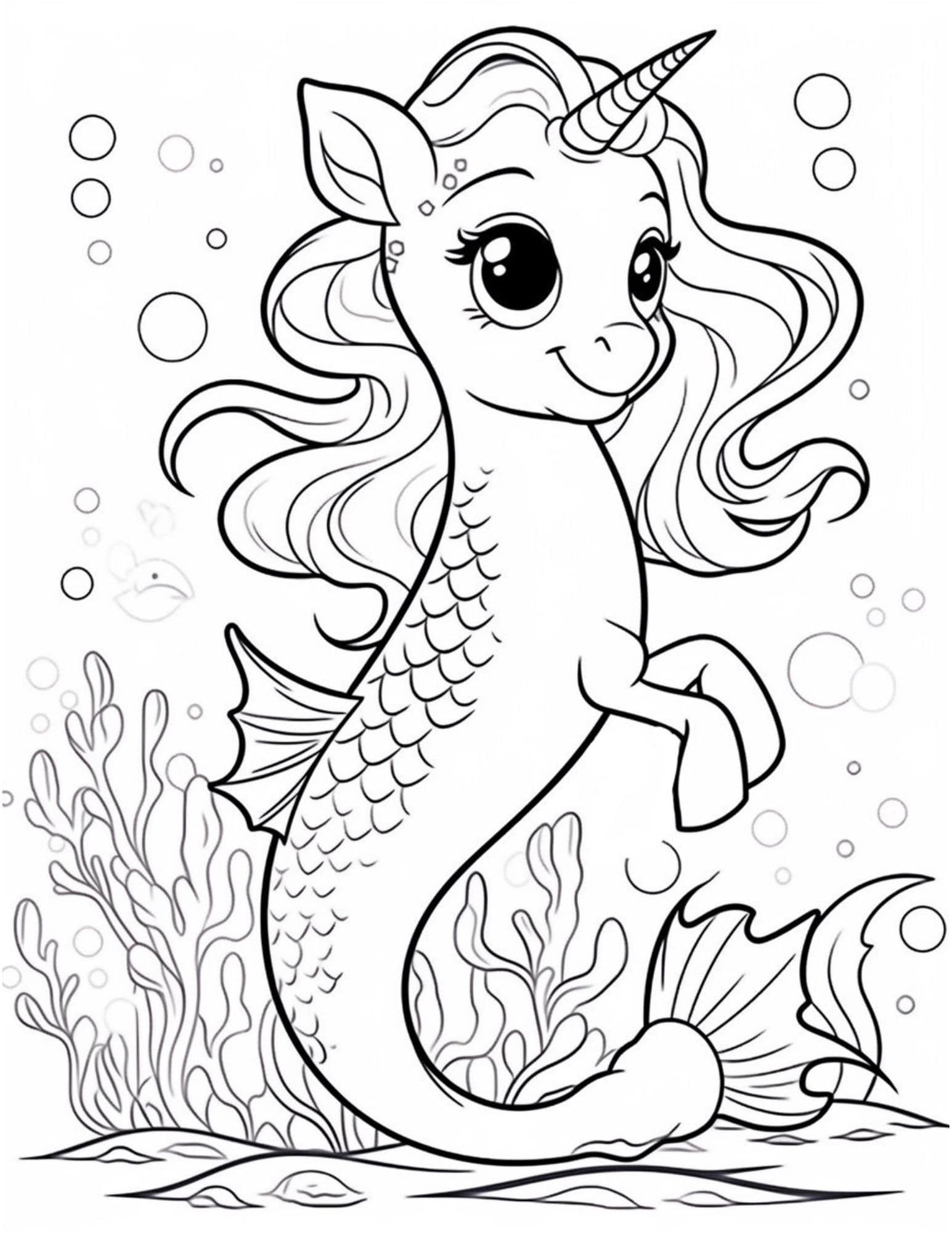 Unicorns And Mermaids Coloring Pages