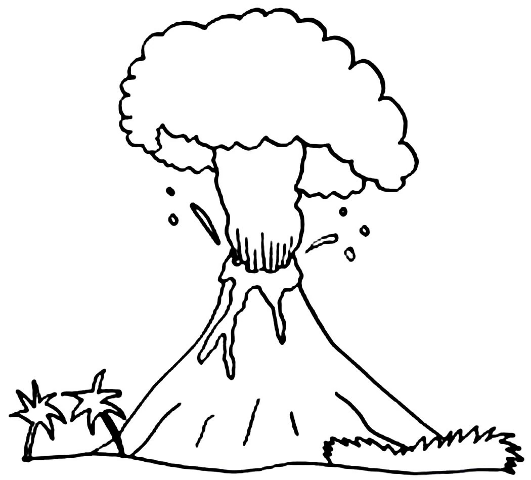 Free Printable Coloring Page Volcano
