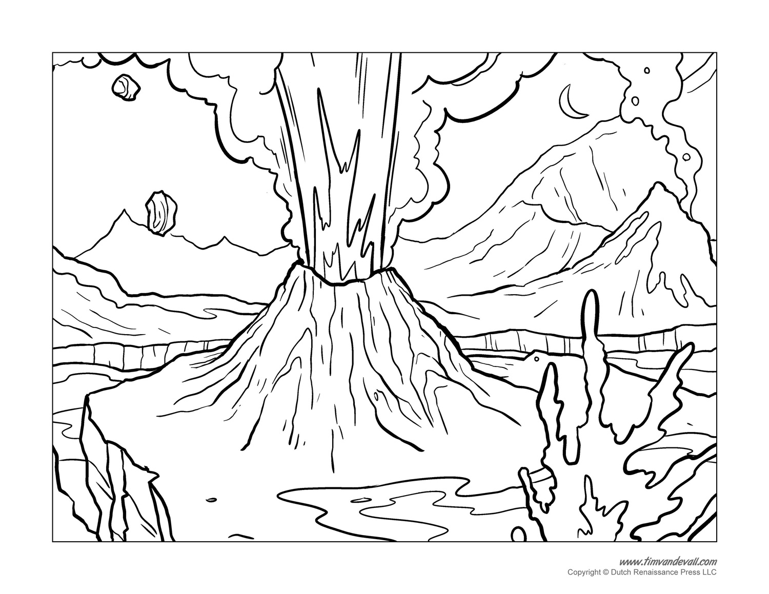 Volcano Coloring Pages