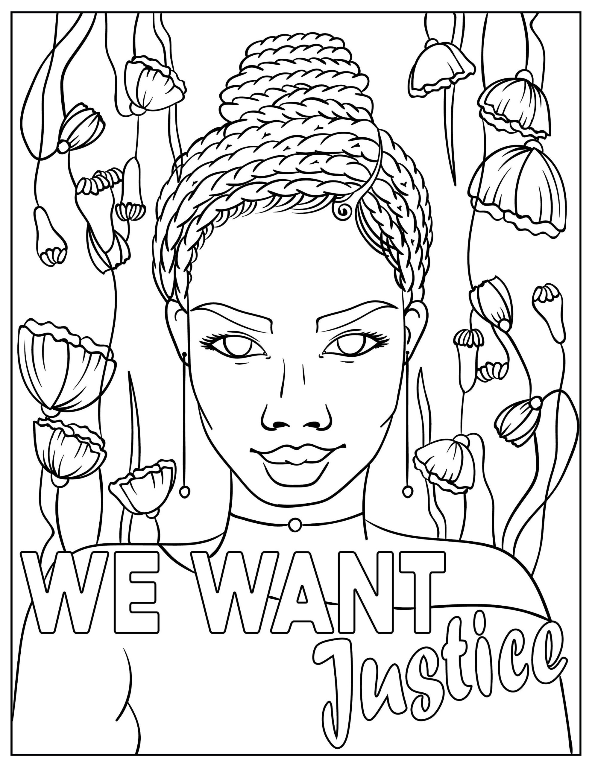 We Want Justice Coloring Page Printable Coloring Page Digital Coloring Etsy
