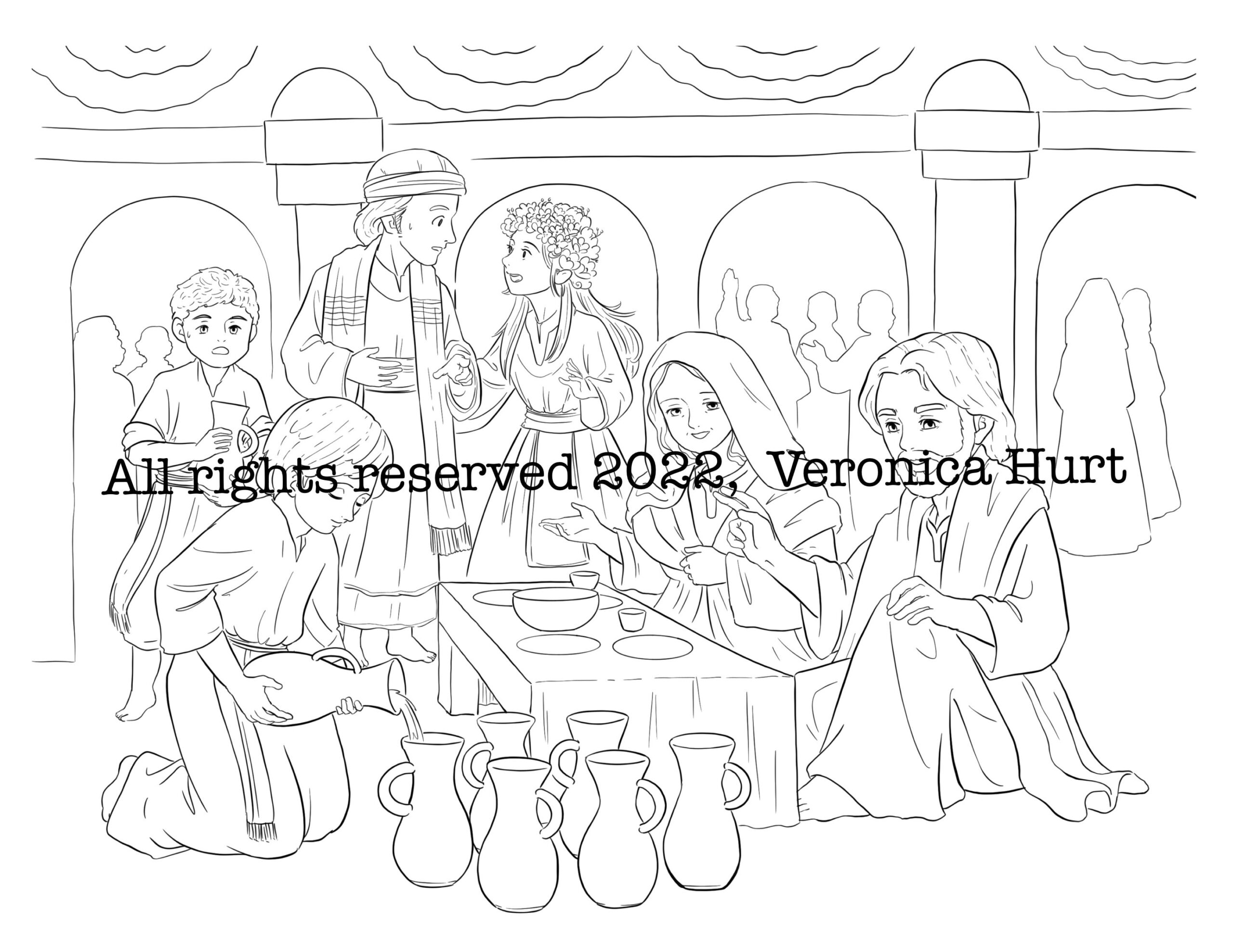 Wedding At Cana Coloring Page Jesus Performs His First Miracle Catholic Coloring Page Kids 5 And