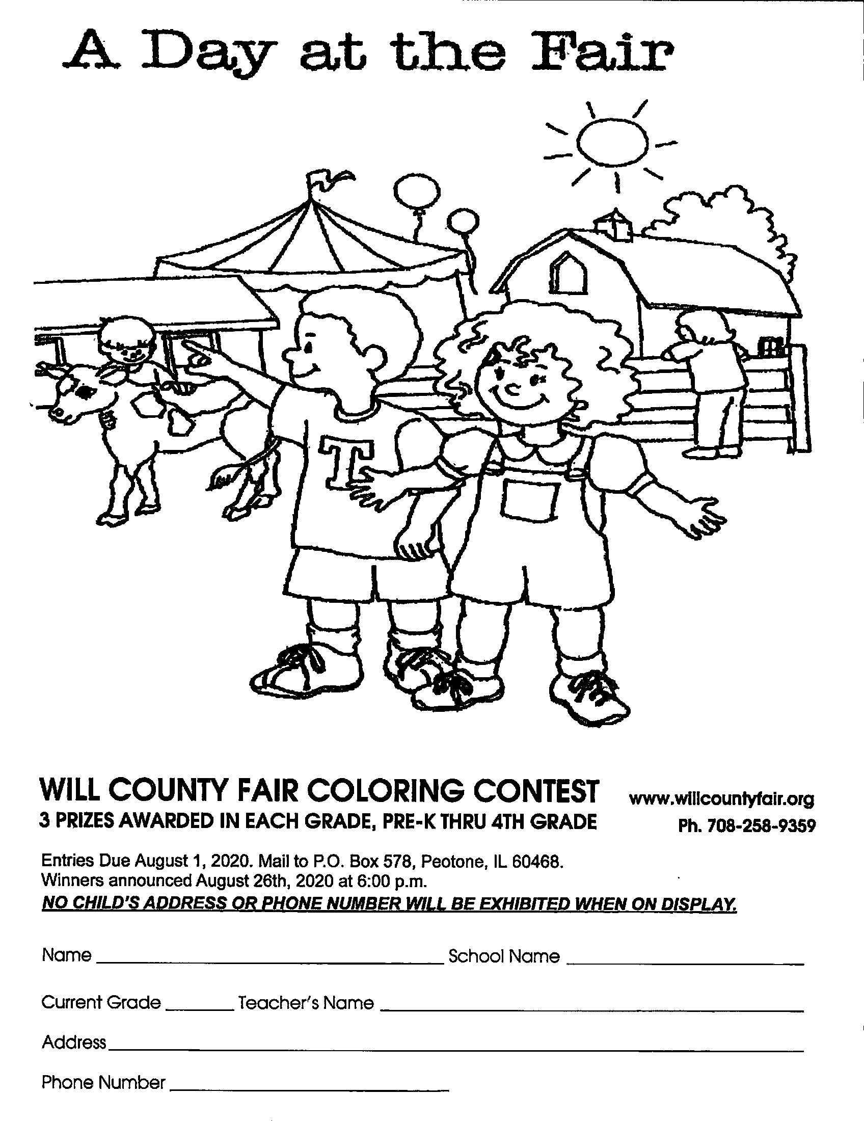 Will County Fair Coloring Contest Peotone Library