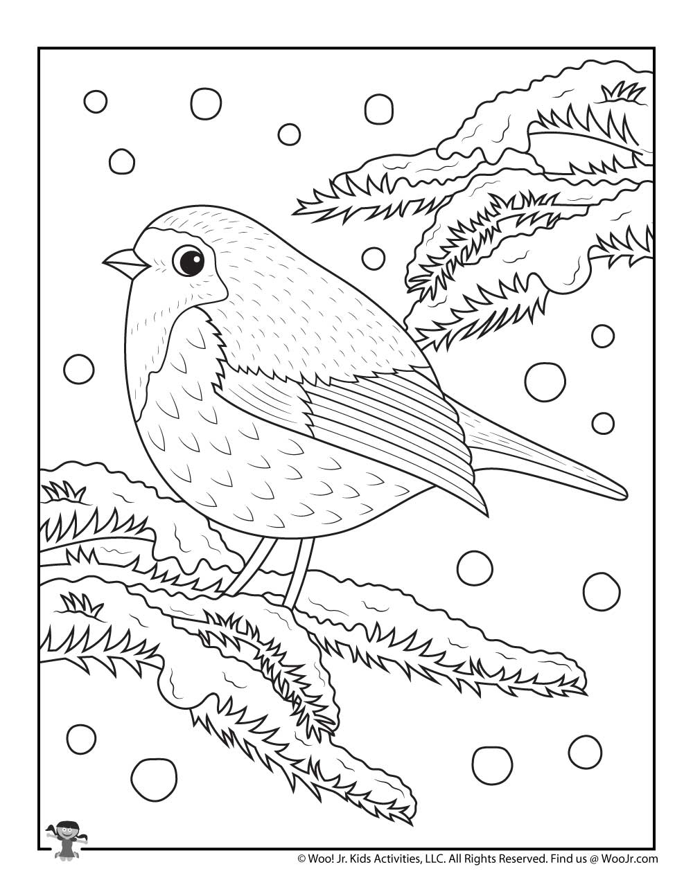 Winter Snow Bird Coloring Page For Adults Woo Jr Kids Activities Children S Publishing