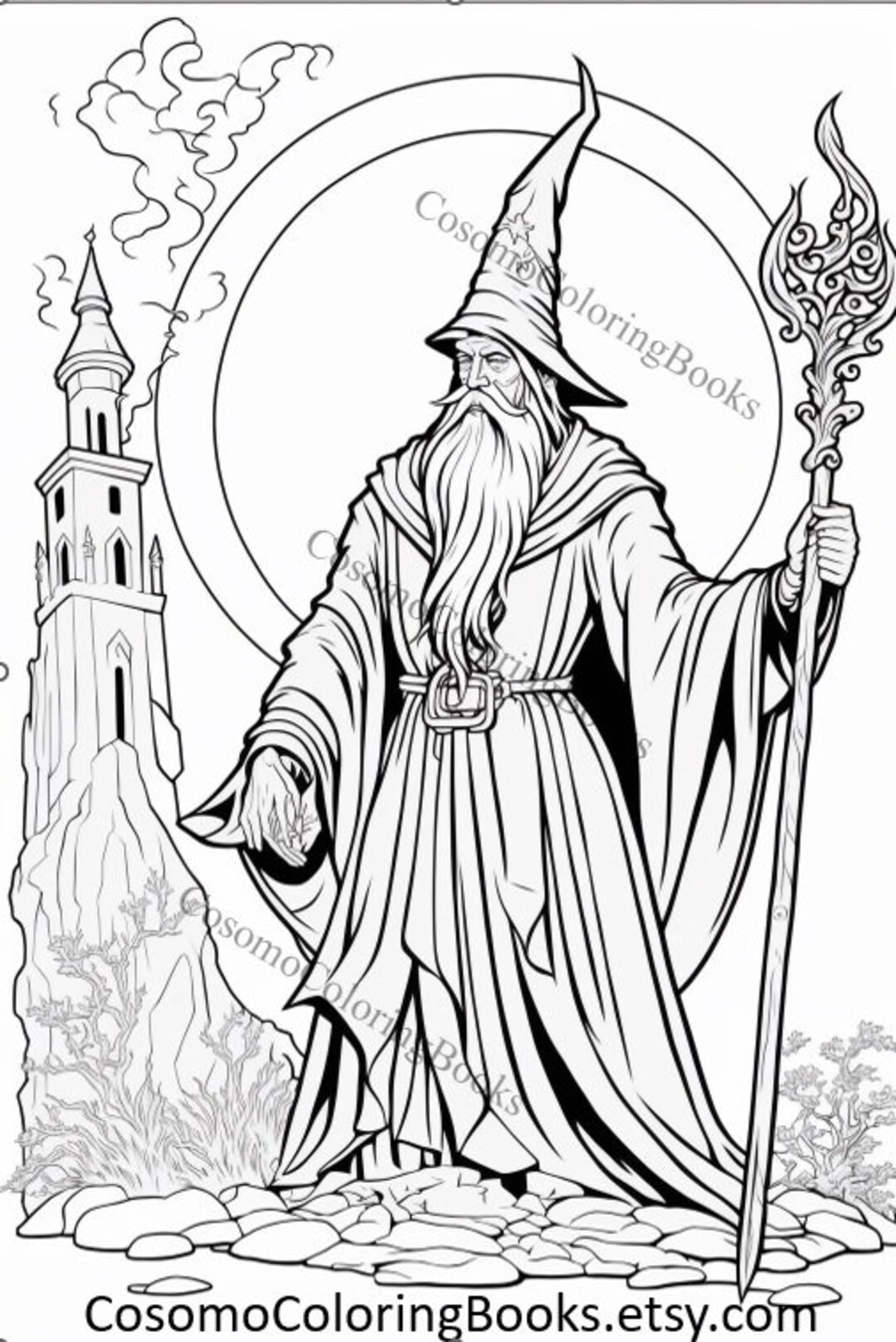 Wizard Coloring Pages For Adults Kids To Express Whimsical Passions Magical Fantasy Printable