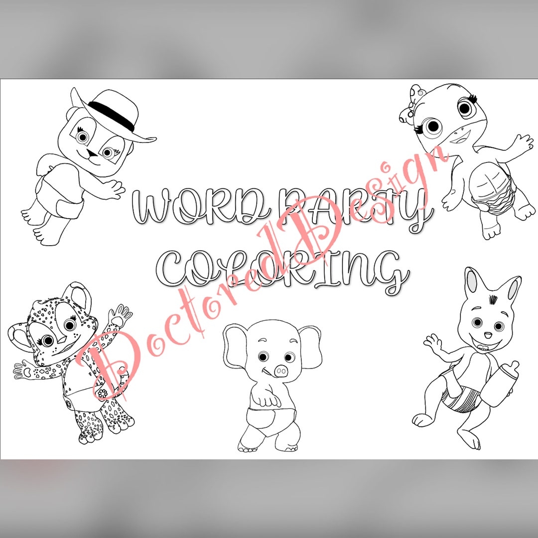 Word Party Coloring Sheets Word Party Coloring Activity Etsy