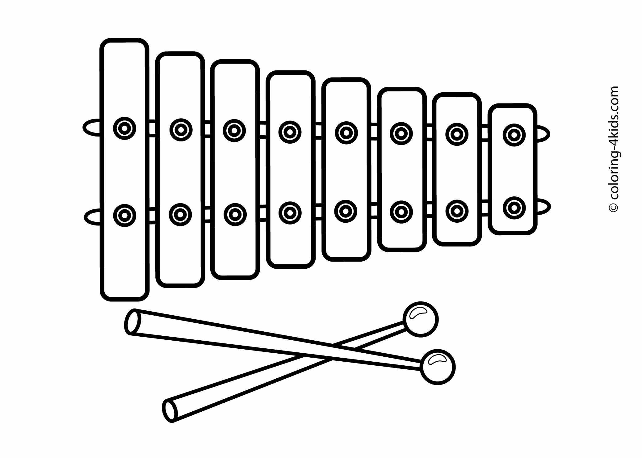 Xylophone Musical Instruments Coloring Pages For Kids Printable Music Coloring Kids Musical