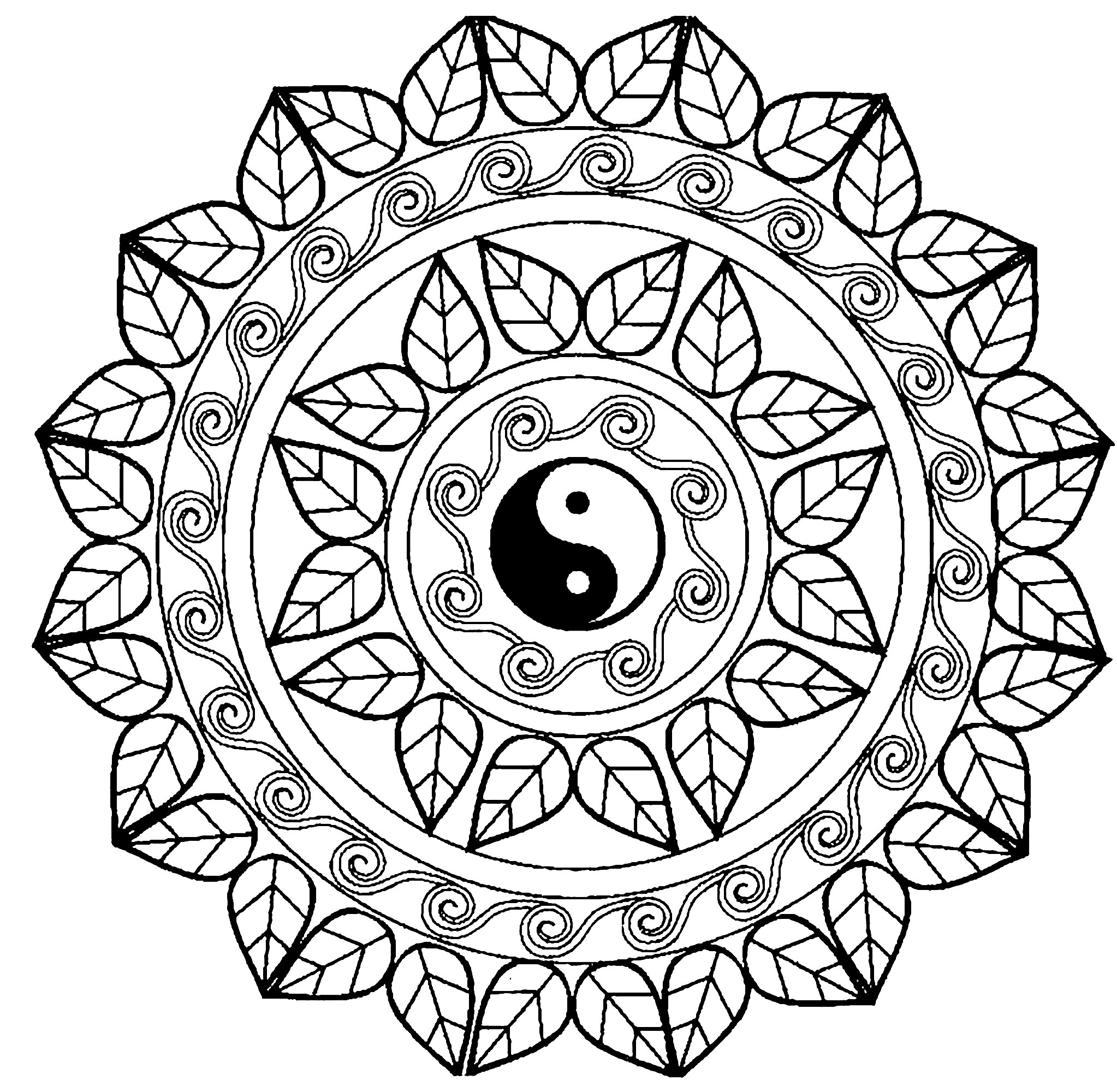Yin And Yang Mandala Coloring Pages For Kids