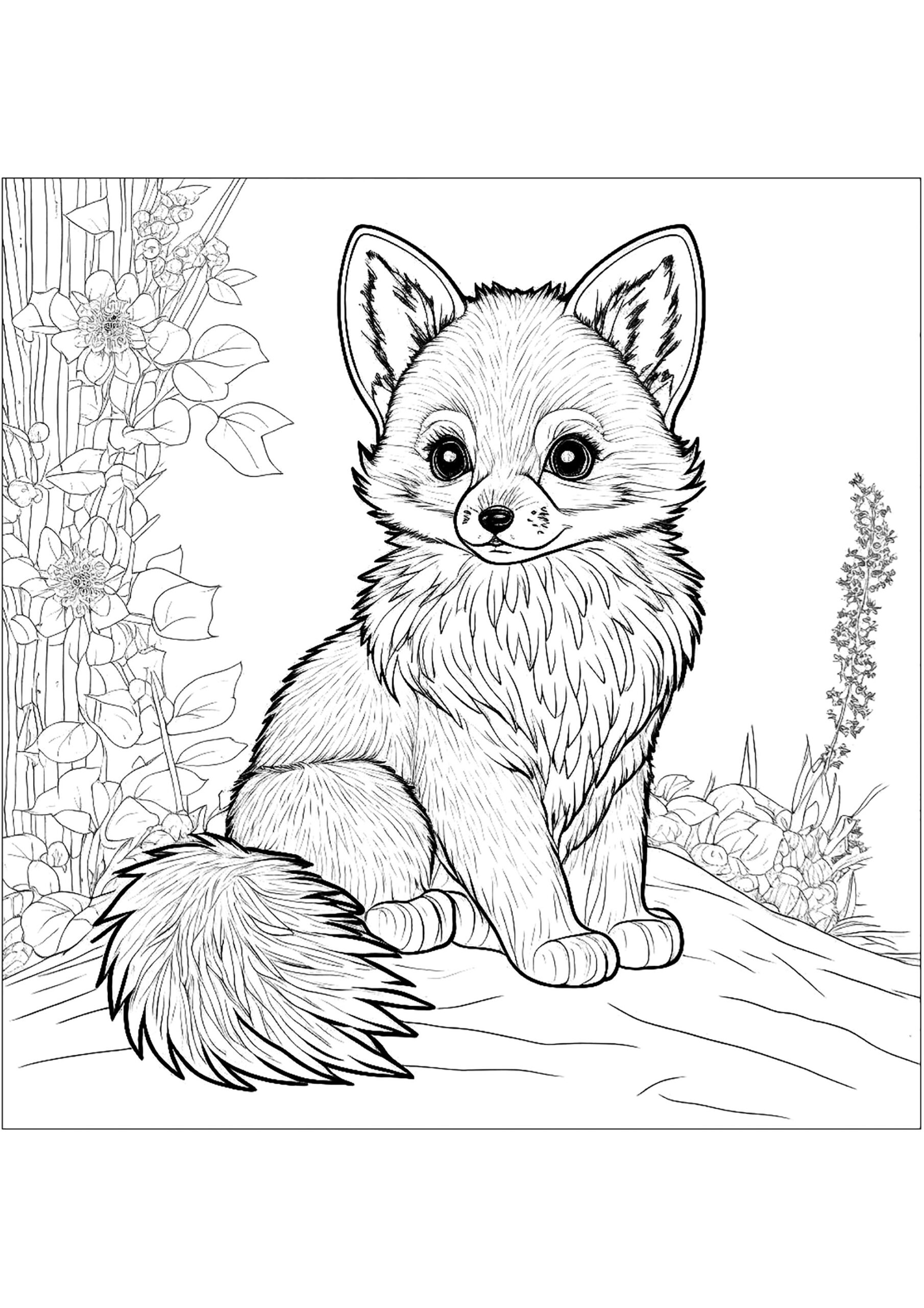 Young Fox Fox Coloring Pages For Kids