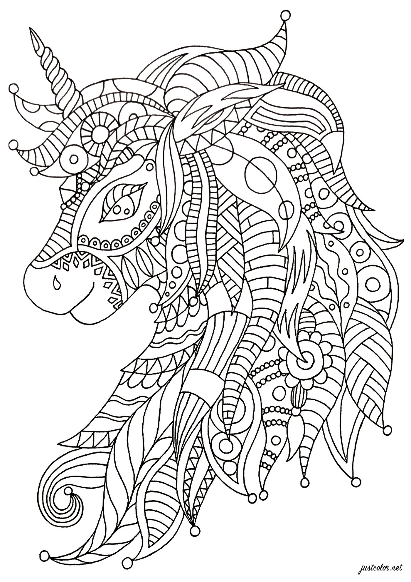 Zentangle Unicorn Unicorn Coloring Pages For Adults