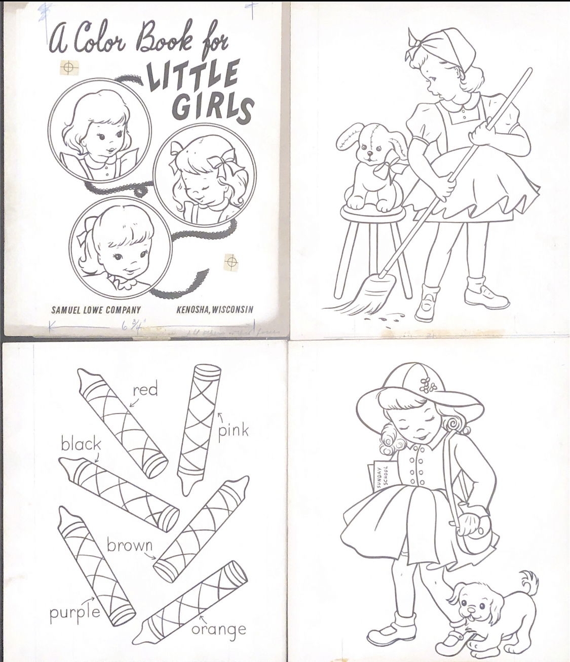 A Color Book For Little Girls Children s Coloring Book Illustrations Art Group Of 35 Samuel Lowe C 1950s In Roland Benton s Original Classic Coloring Book Art Comic Art Gallery Room