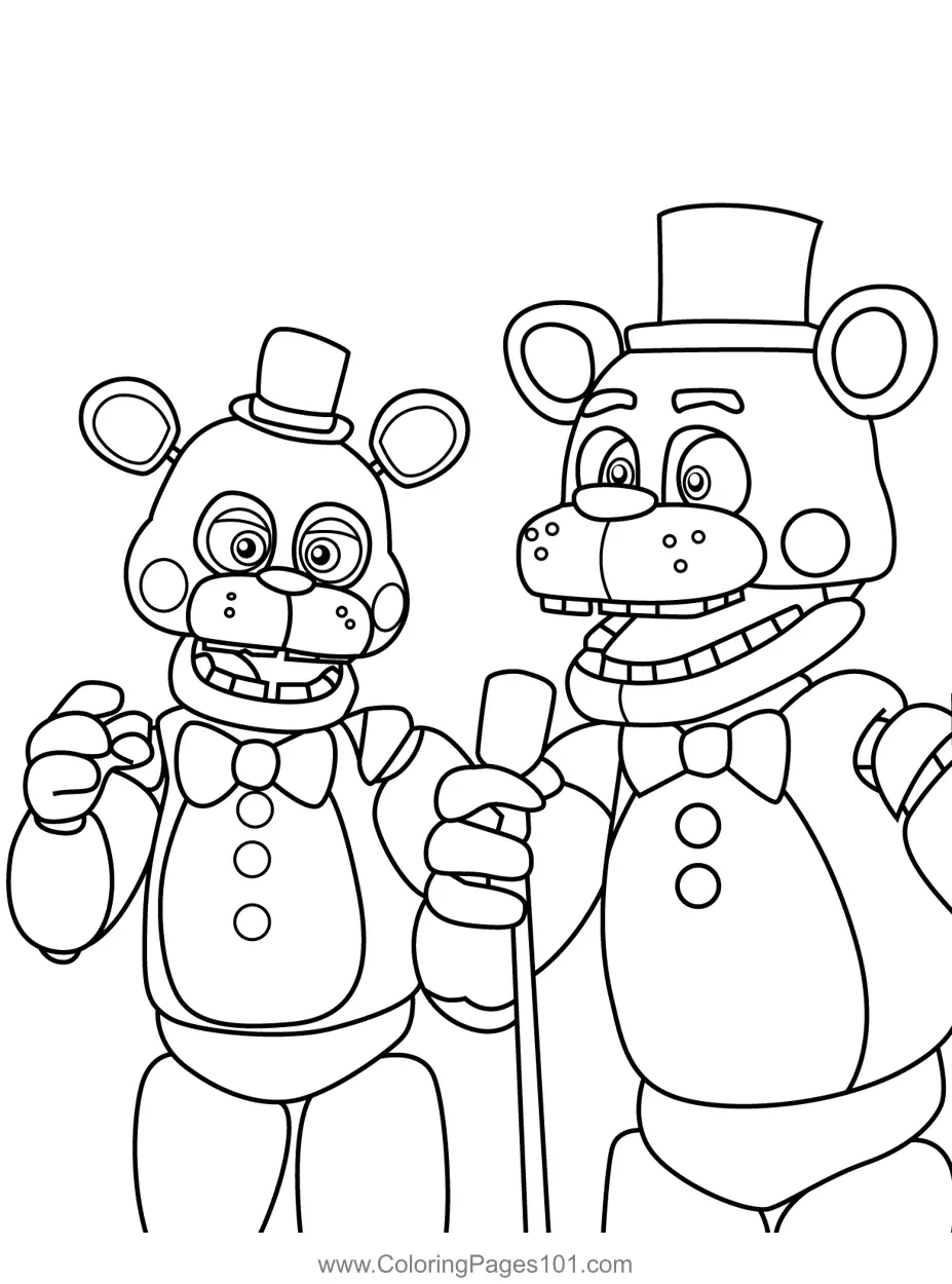 Freddy Fazbear And Bonnie Singing FNAF Coloring Page For Kids Free Five Nights At Freddy s Printable Coloring Pages Online For Kids ColoringPages101 Coloring Pages For Kids